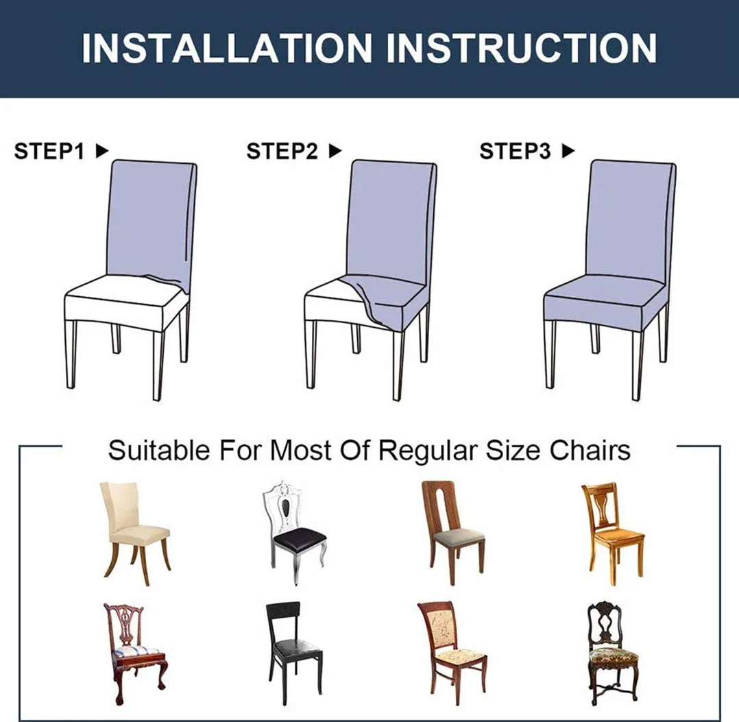 Lot de 6 Housses de Chaise Extensibles Amovibles et Lavables pour Cuisine et Salle à Manger