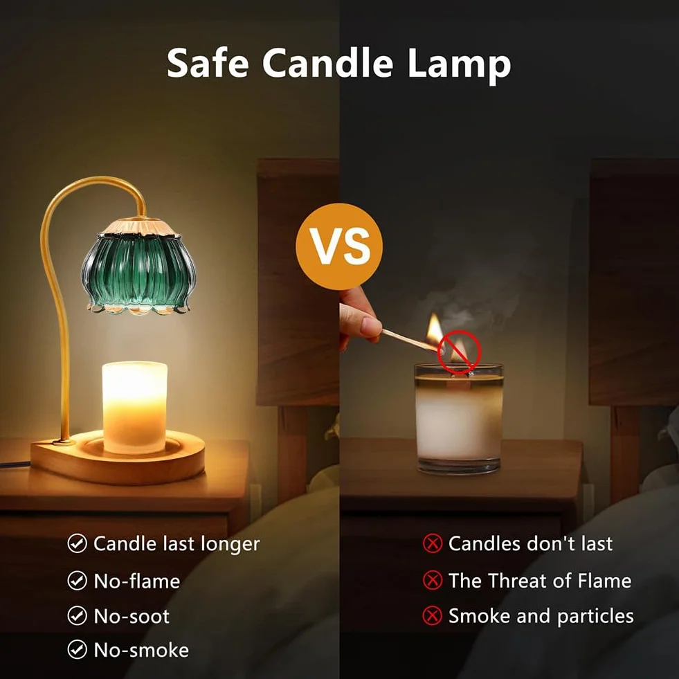 Lampe Chauffe Bougie avec Variateur et Minuterie, Candle Warmer Lamp électrique avec Deux Bulbes, Lumière Chauffe Bougie pour Décoration de Chambre
