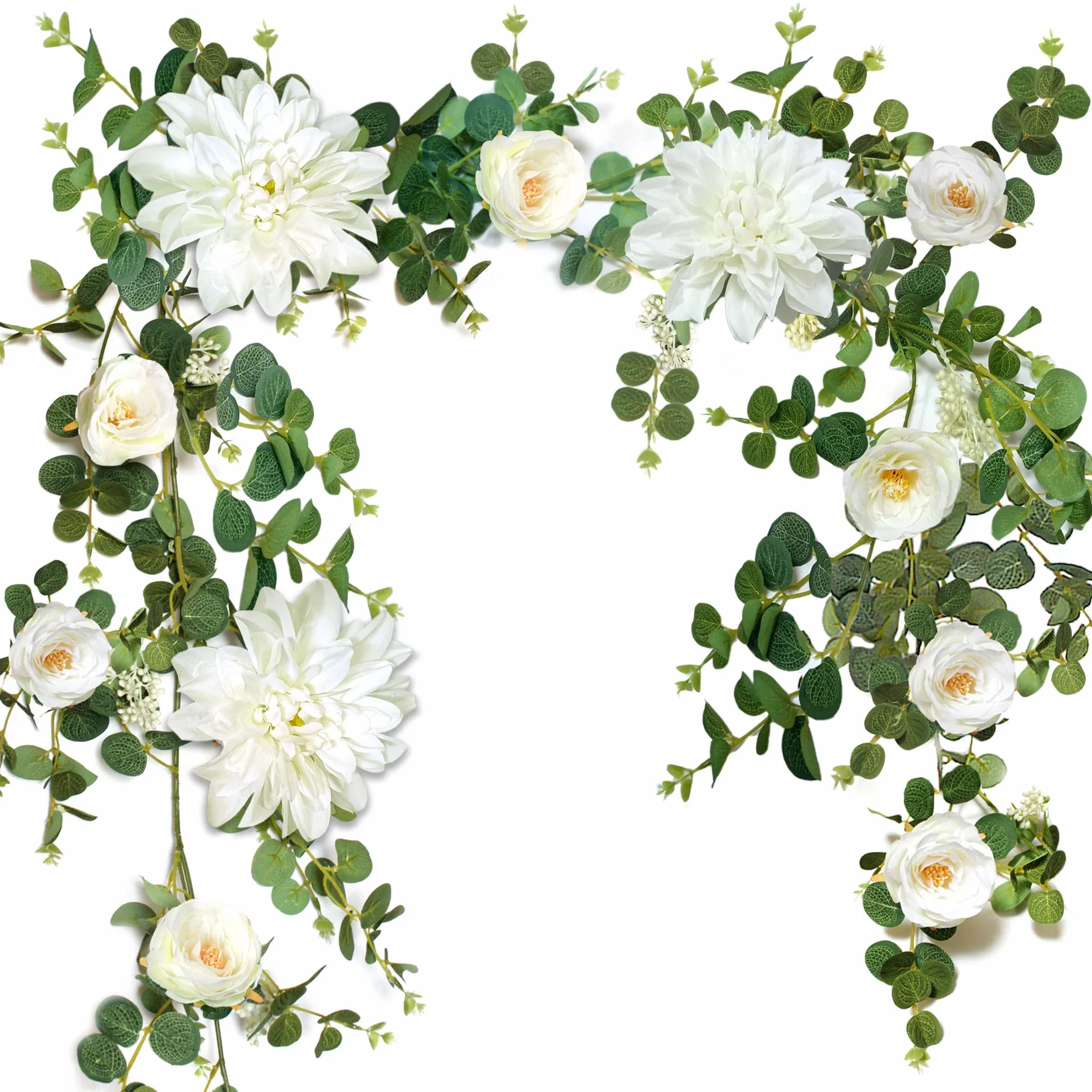 Guirlande Pivoine Artificielles 190cm Soie Décoration Mariage Blanc