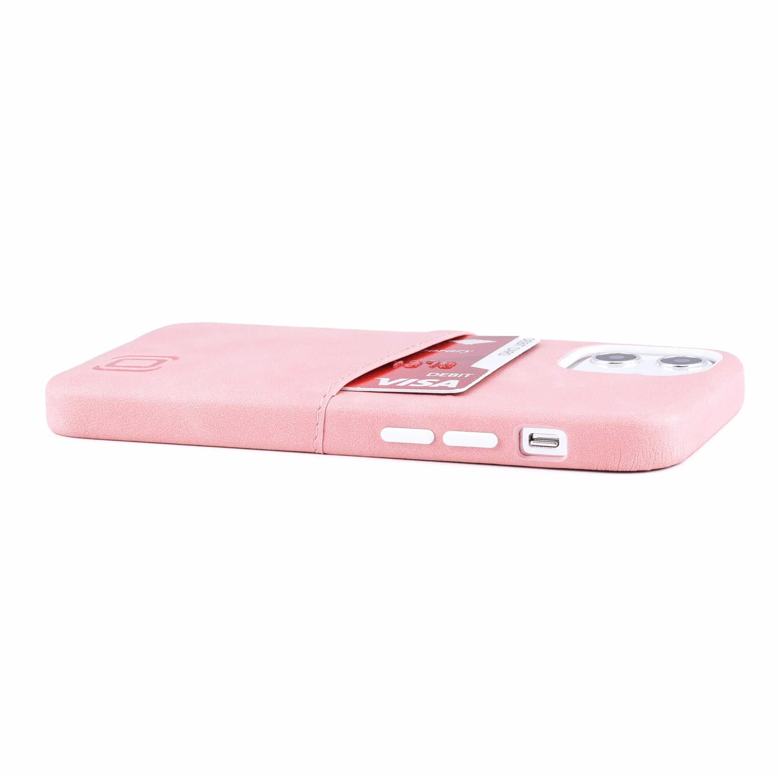 Dockem Etui portfelowe na iPhone'a 12 mini: wbudowana metalowa płytka do montażu magnetycznego i 1 uchwyt na kartę kredytową: 13.7 cm Exec M2, gładka skóra syntetyczna (różowy)
