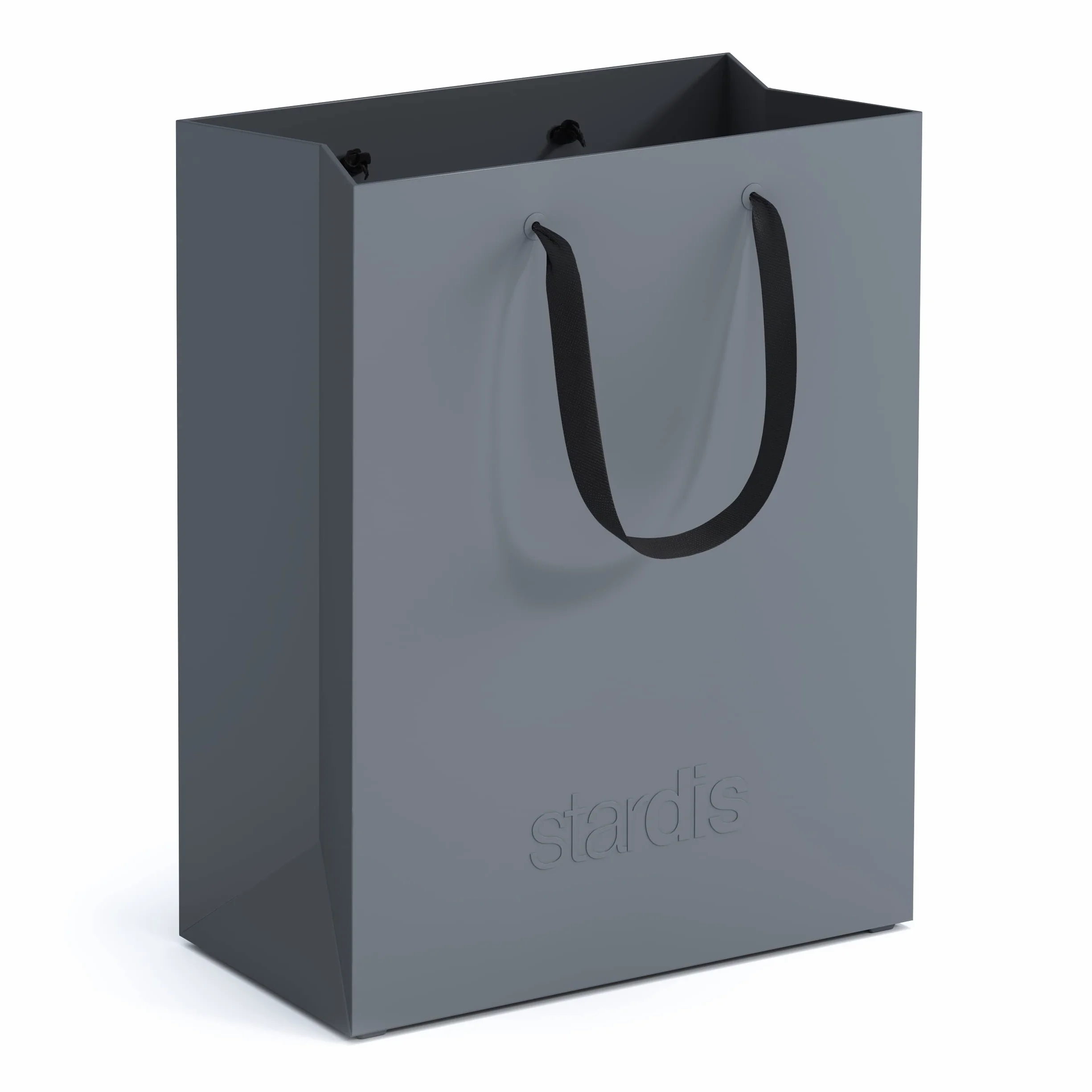 Corbeille à papier design rectangulaire avec poignées, poubelle de bureau en plastique gris