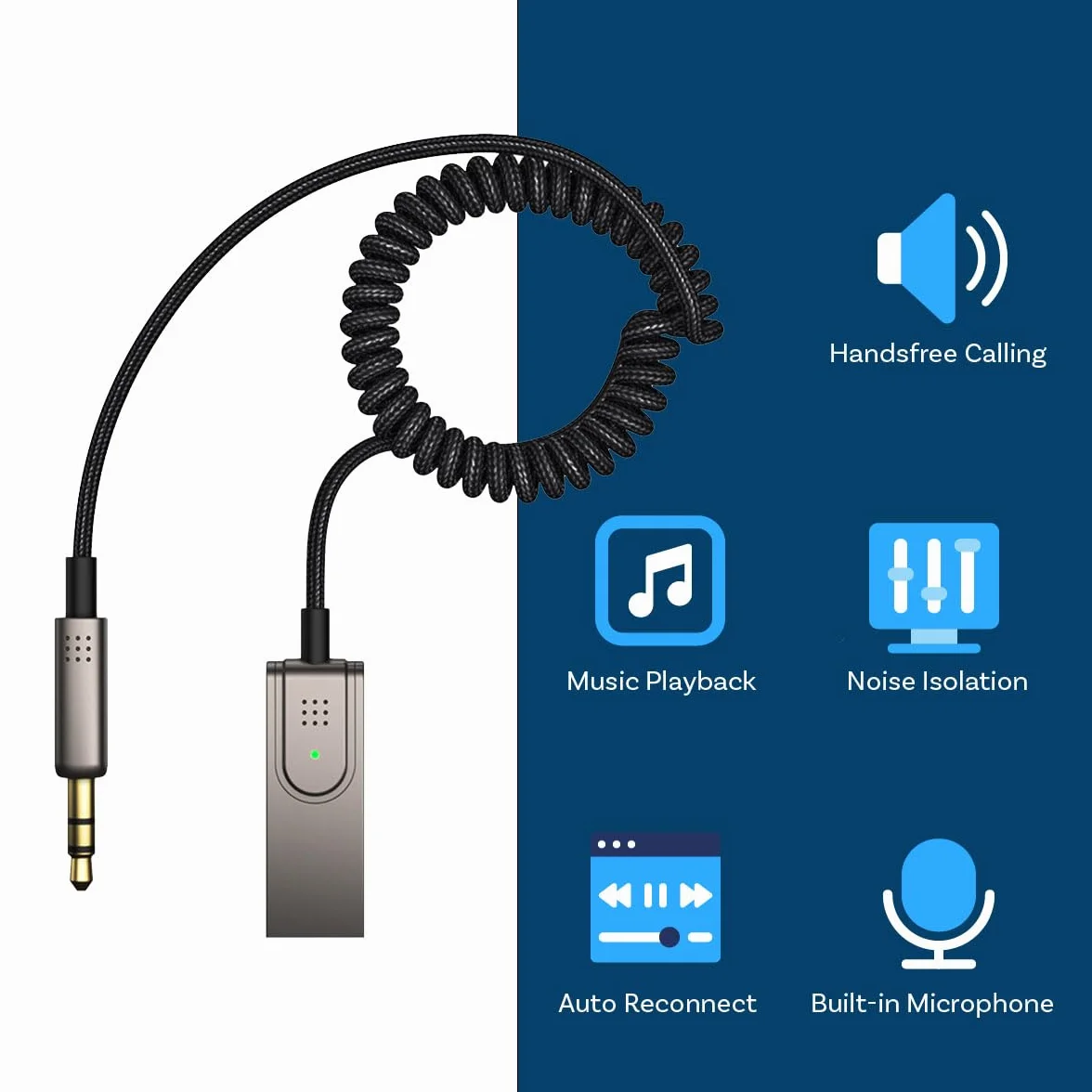 MMOBIEL Aux Bluetooth Odbiornik Samochodowy USB 3,5 mm AUX - Adapter Bluetooth USB-A do Gniazda 3,5 mm z Mikrofonem Odbiornik do Słuchania Muzyki i Prowadzenia Rozmów w Trybie Głośnomówiącym