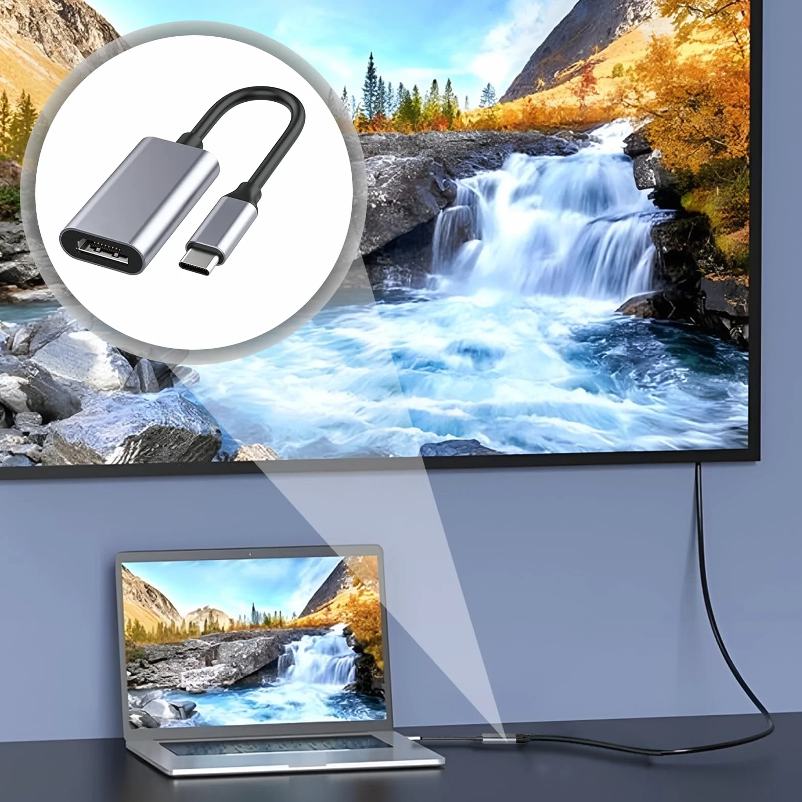 Adaptateur USB C vers HDMI 4K 60Hz Type C Thunderbolt 3 Compatible iPhone 16 Pro MacBook Pro Air