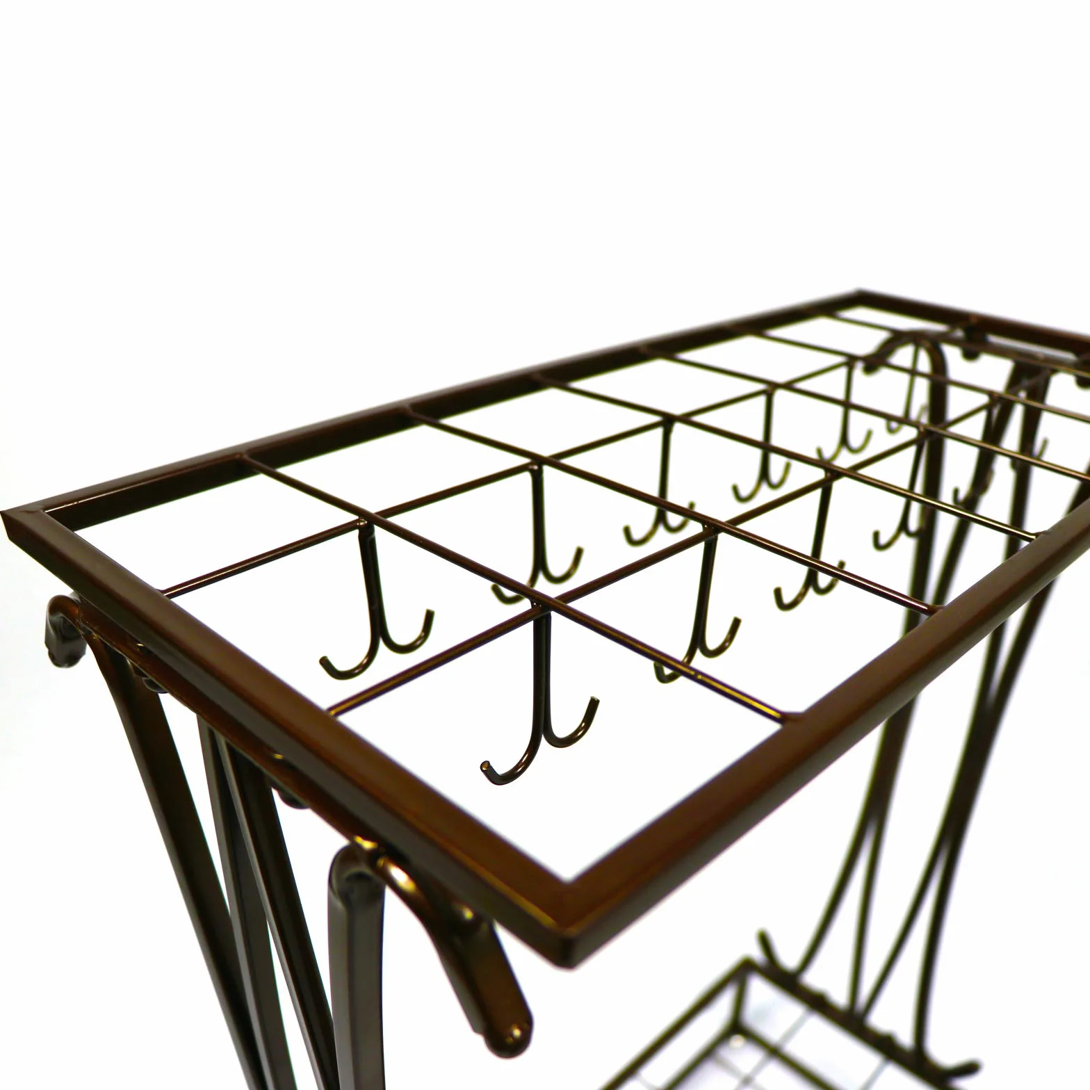 Porte-parapluie rectangulaire extra large en métal bronze 21 trous 24 crochets 70 x 50 x 24 cm