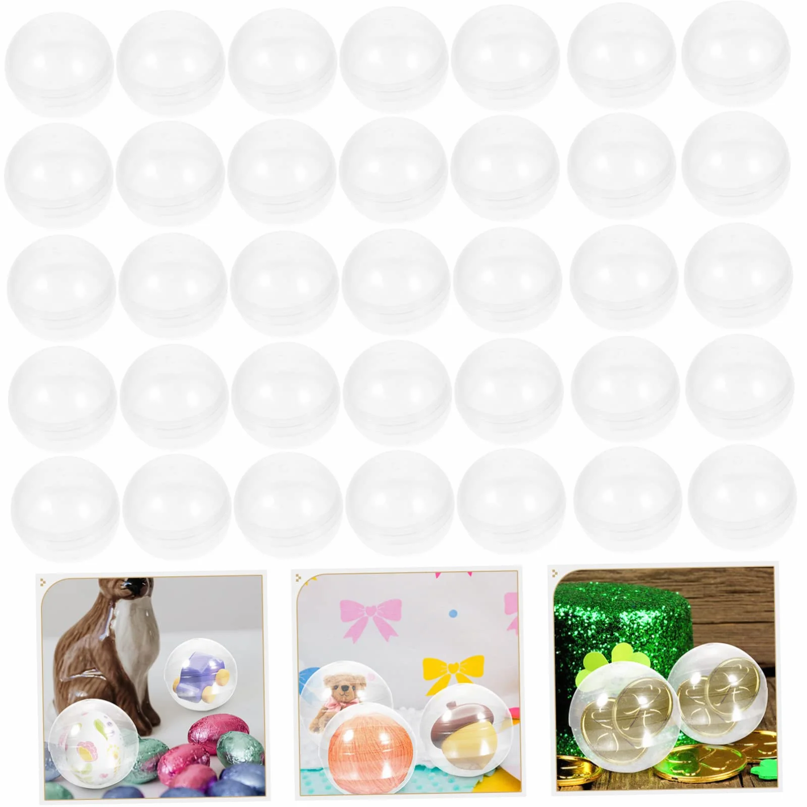 Garneck 100 Pièces Boule Oeufs de Pâques Transparente à Remplir Plastique Décoratifs Suspendus