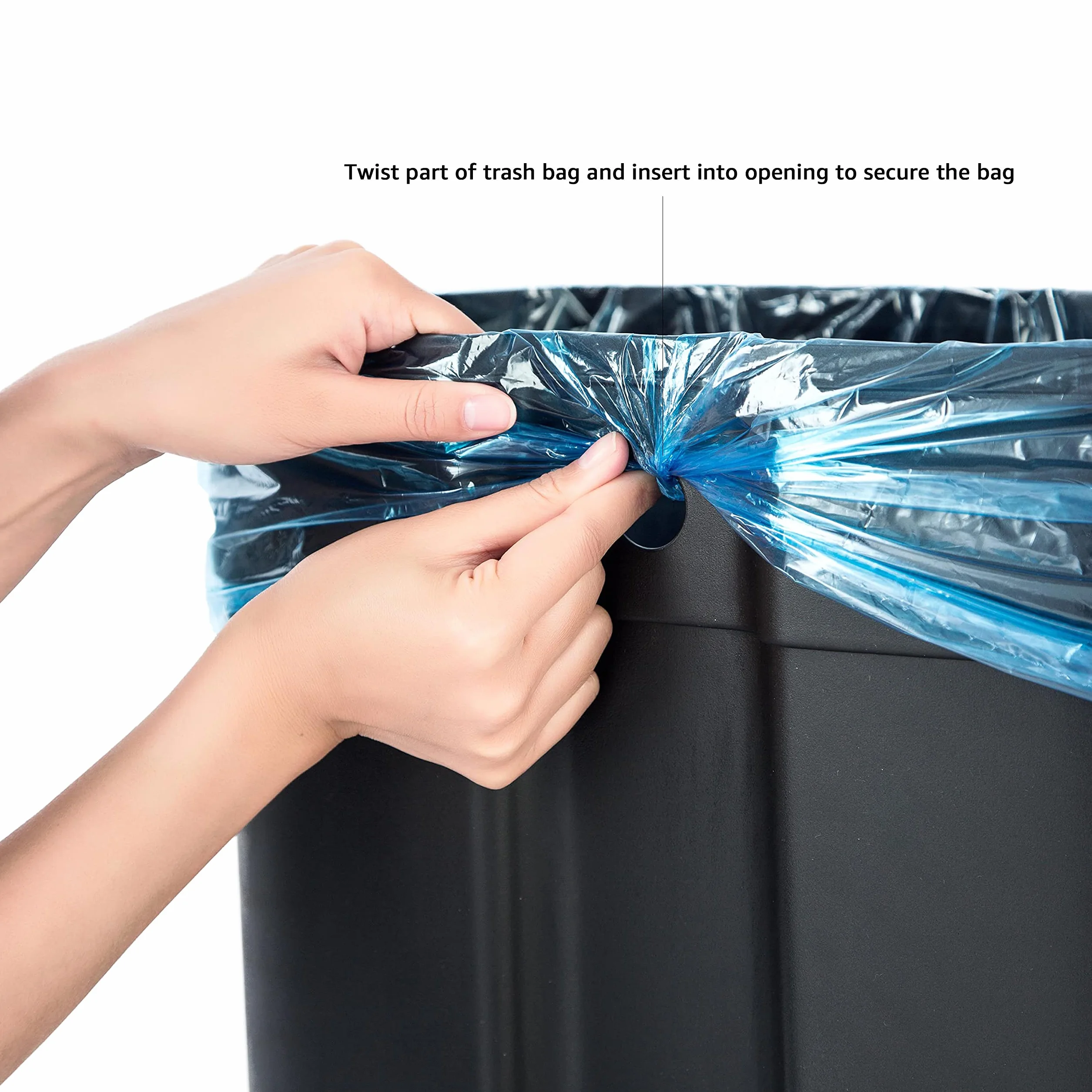 Amazon Basics Poubelle 30 L acier inoxydable avec deux compartiments et pédale, fermeture amortie, rectangulaire satinée