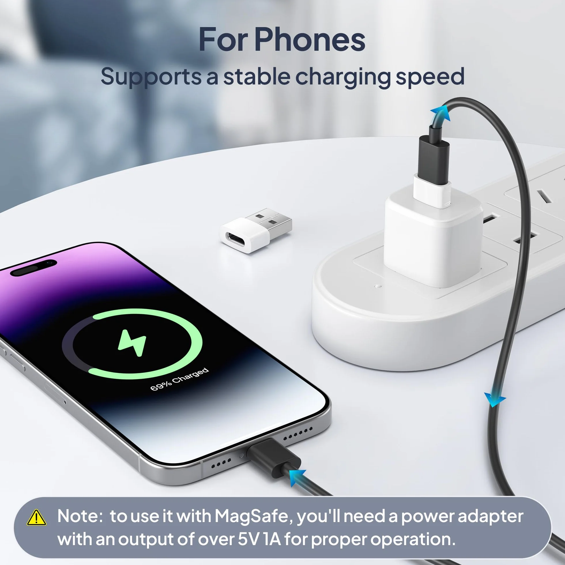 BASESAILOR Adaptateur USB vers USB C 3Pack, Convertisseur Type C Femelle vers A Mâle pour iPhone 17 16 15 Pro, Samsung S26