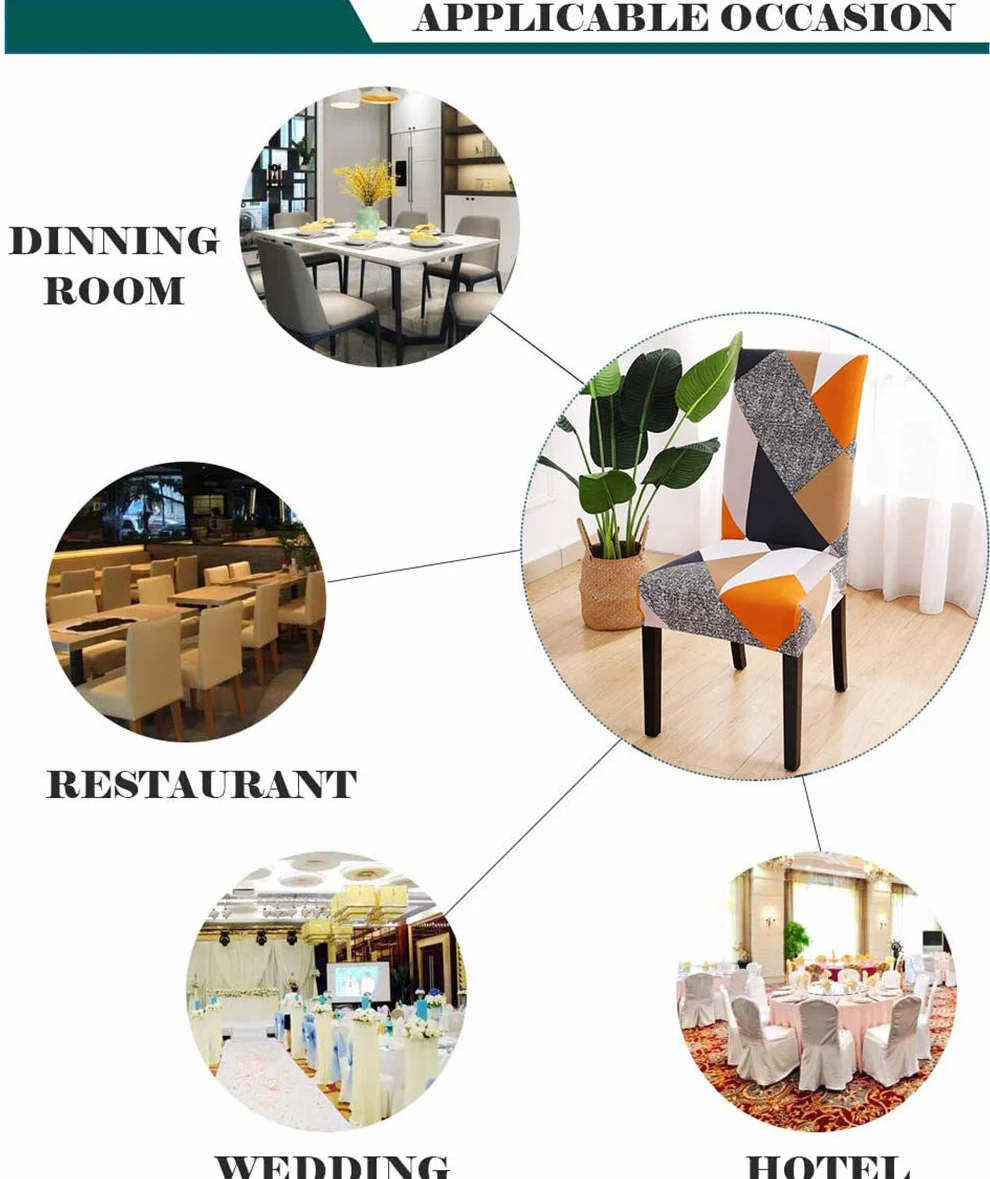Lot de 6 Housses de Chaise Extensibles Amovibles et Lavables pour Cuisine et Salle à Manger