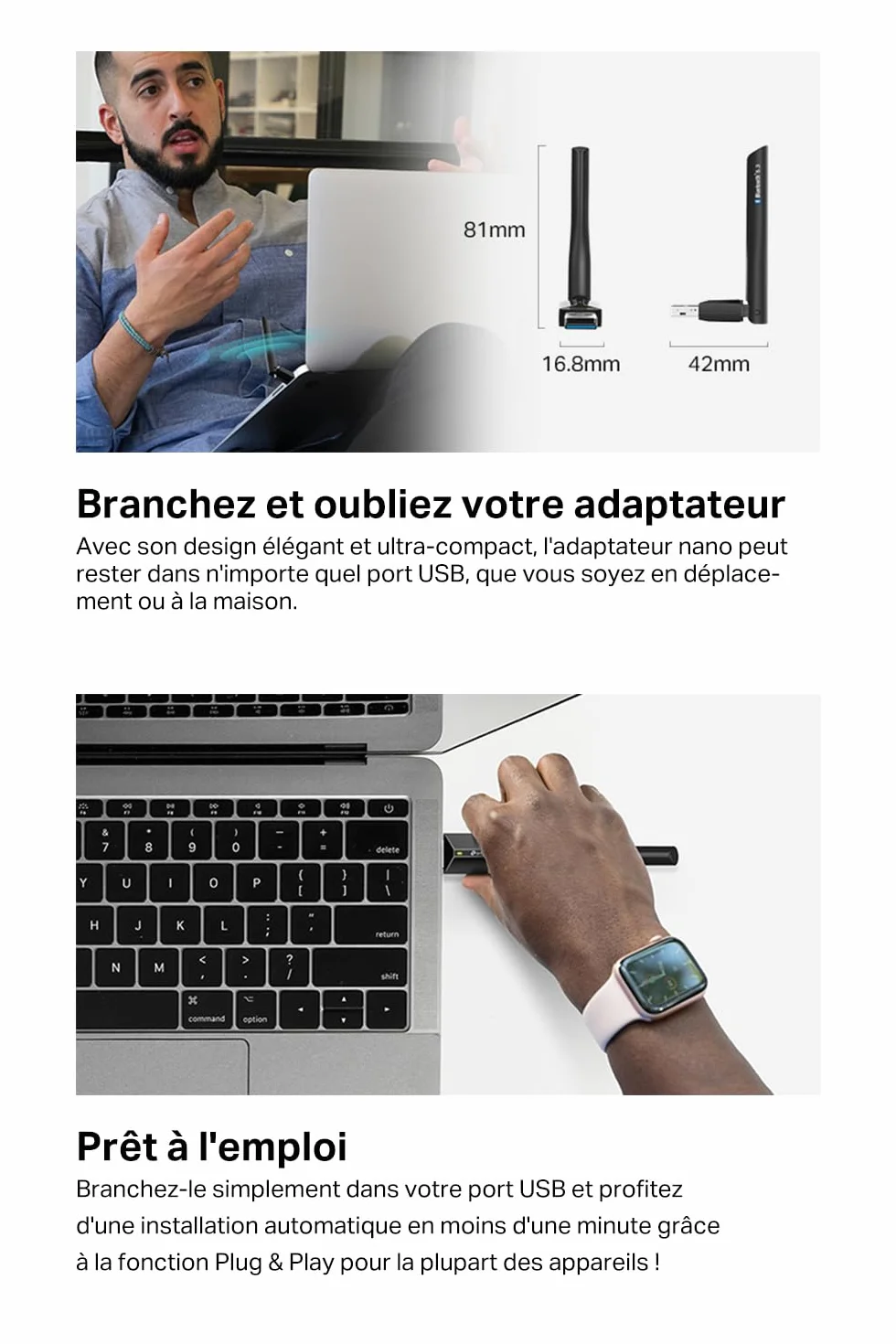 TP-Link UB500 Plus Adaptateur Bluetooth USB 5.3, Antenne Multi-Directionnelle, Clé Bluetooth pour PC Windows 11/10/8.1/7