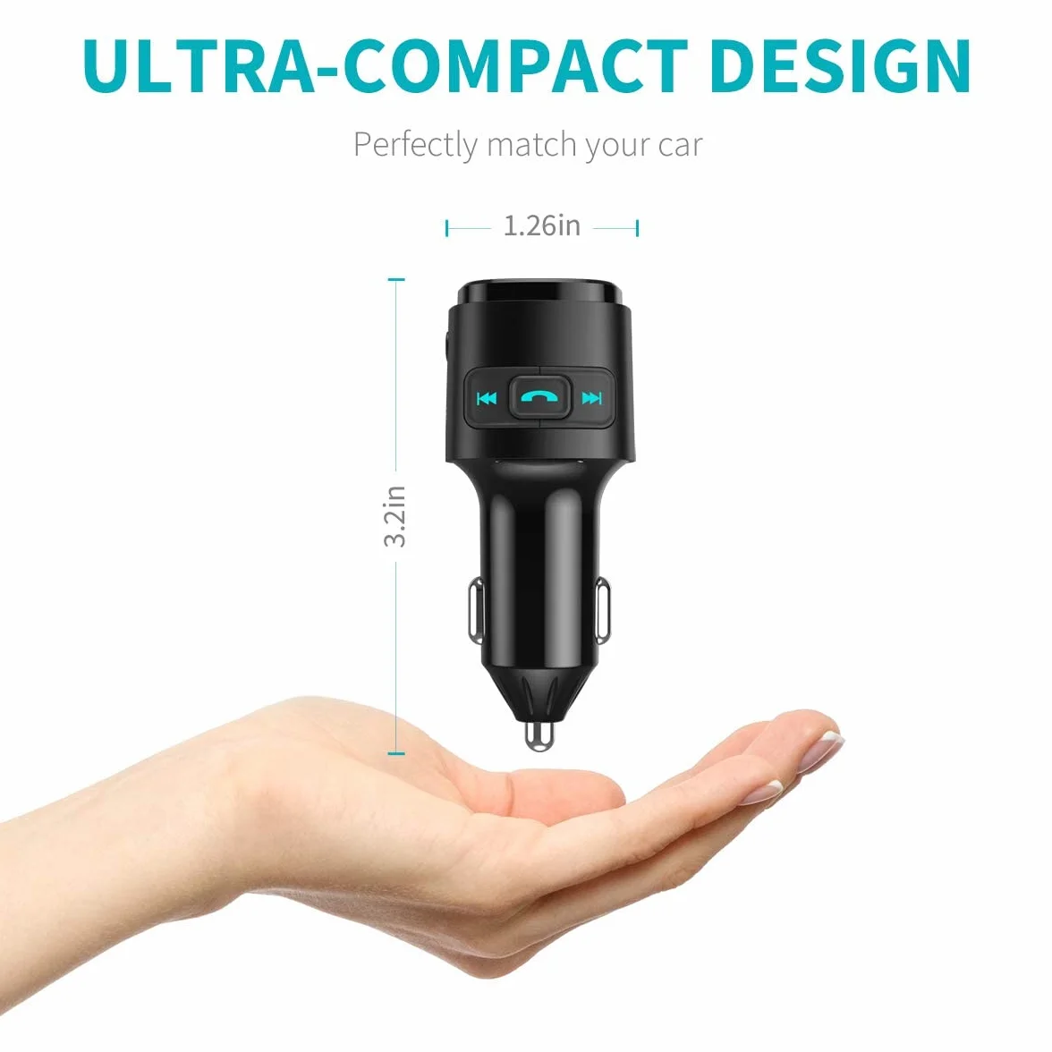ORIA nadajnik FM Bluetooth, adapter radiowy samochodowy, z Siri Assistant, QC 3.0 USB Port, samochodowy Bluetooth adapter muzyczny, zestaw samochodowy, obsługuje kartę USB/TF, pistolet czarny