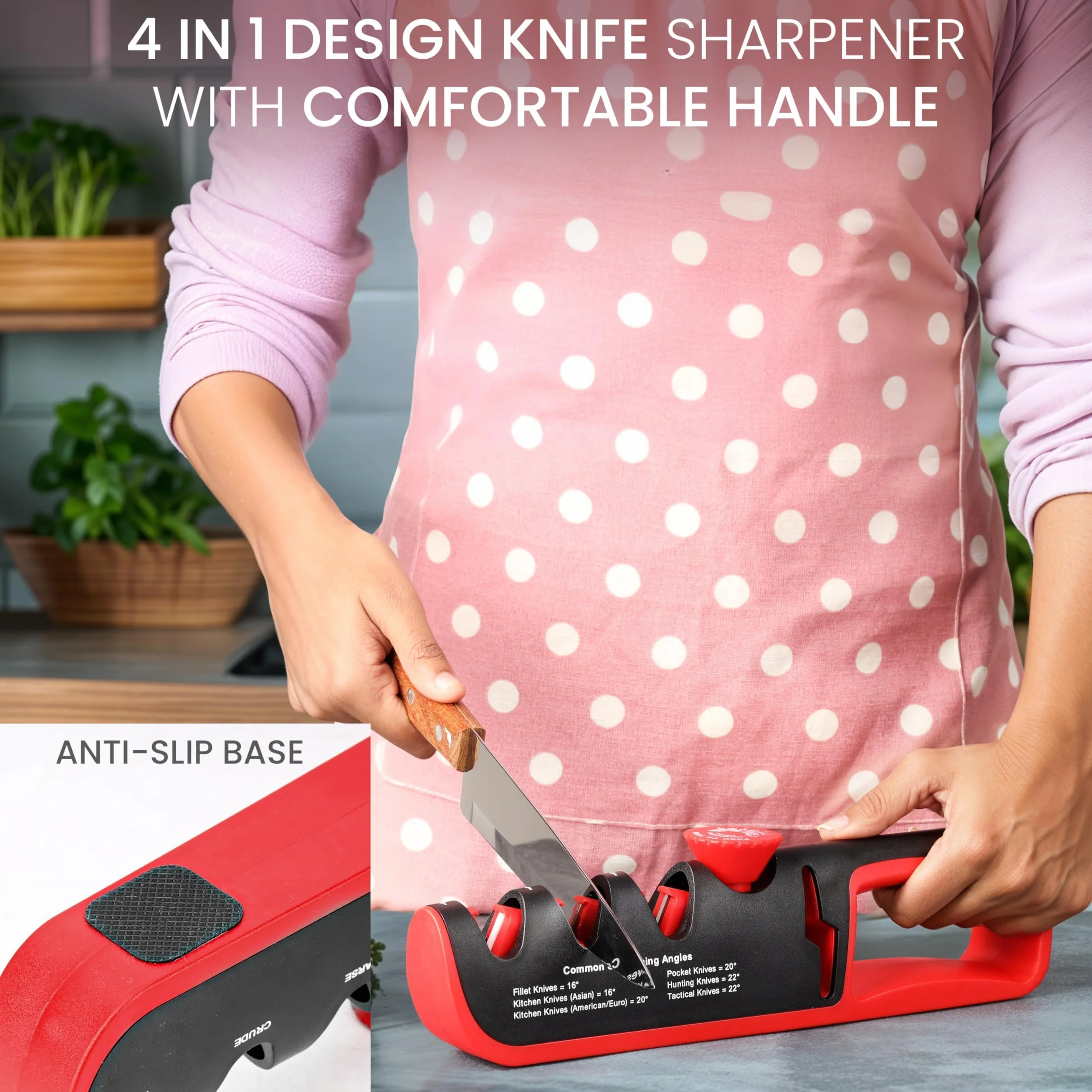 Belle Vous Aiguiseur de Couteau Manuel 6 Angles Réglables pour Couteaux et Ciseaux de Cuisine