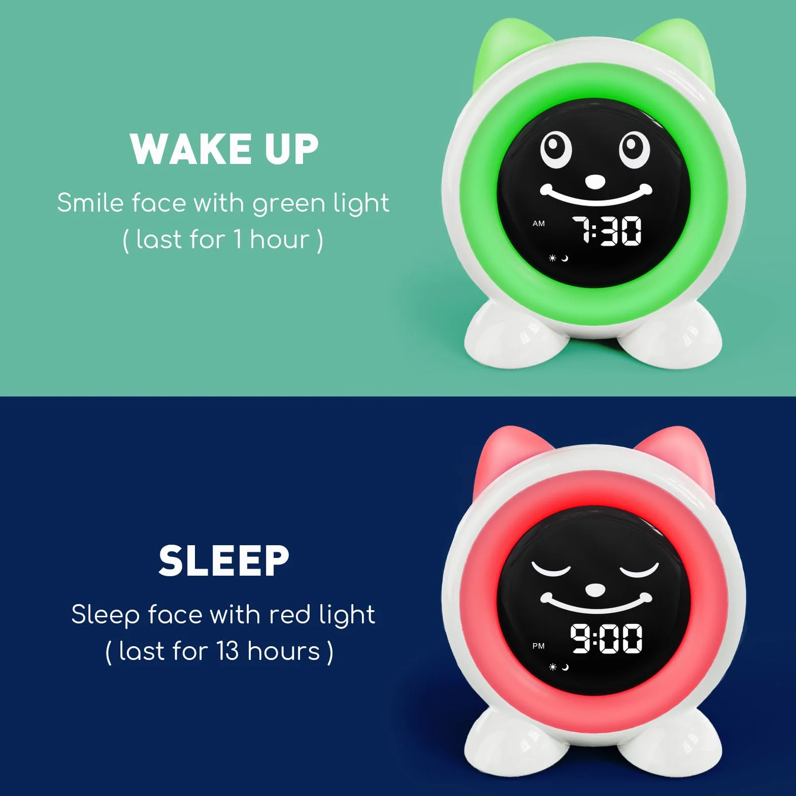 Time to Wake Réveil pour Enfants, I.CODE Horloge D'entraînement du Sommeil pour Les Tout - Petits avec Veilleuse et Minuterie Nap, Cadeau pour Les Enfants de 2 à 10 Ans (Vert forêt)
