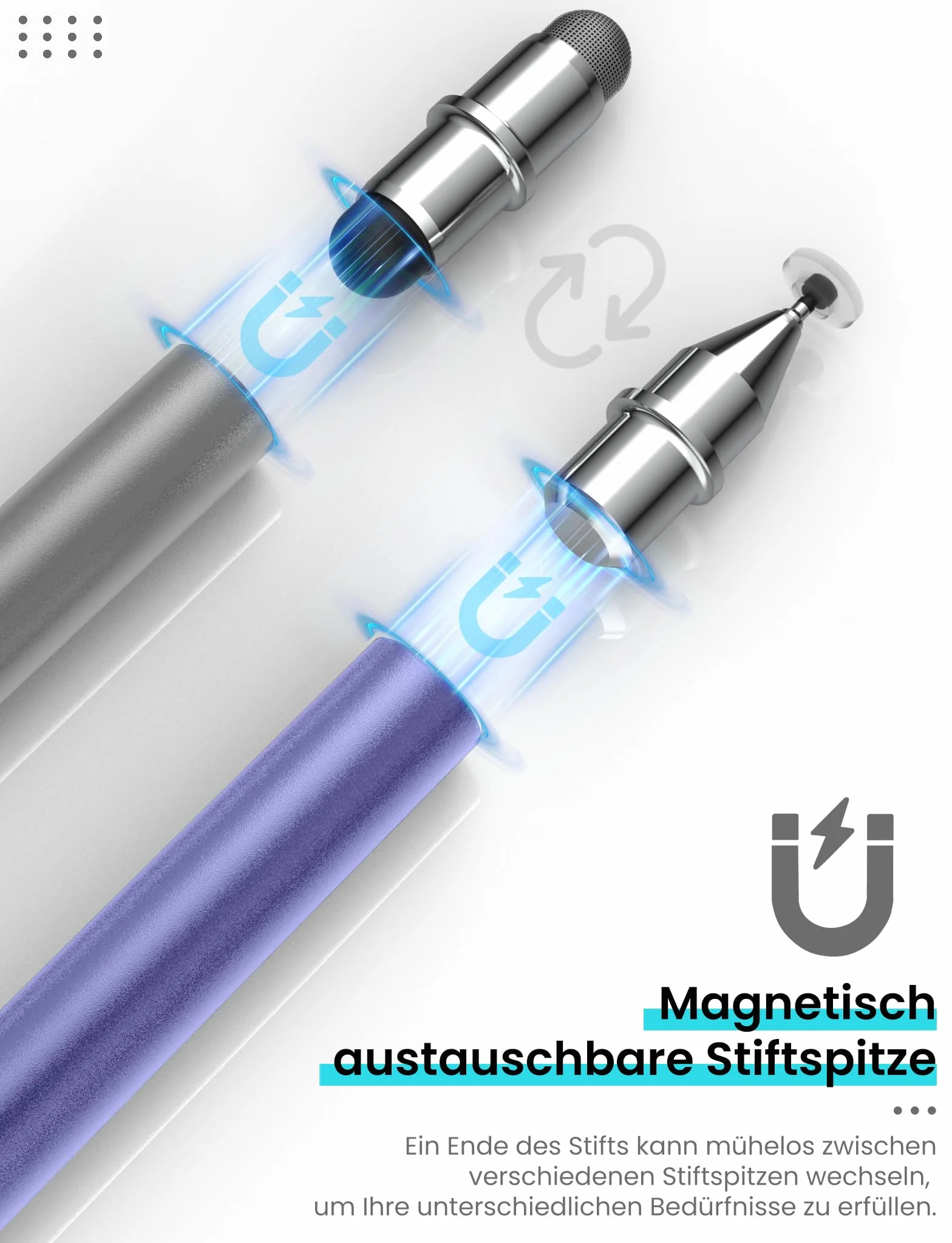 Rysik do tabletu MEKO 3 w 1 magnetyczny rysik do ekranu dotykovego, rysik z włóknem gumowym Disc Stylus dotykowy do wszystkich tabletów/telefonów komórkowych takich jak iPhone/iPad/Switch/Mini/iWatch