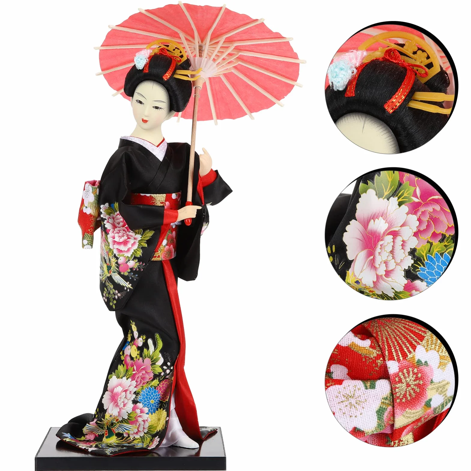 Poupée kimono japonaise geisha tenant un parapluie, figurine orientale collectionnable STOBOK