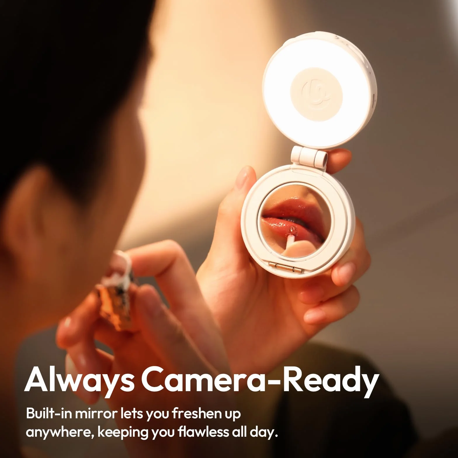 ULANZI LM23 Magnetyczna lampa do selfie, ulepszona lampa pierścieniowa do selfie 360° iPhone'a z mocowaniem rozmów wideo/konferencji/vlogów/fotografii (Czarny)
