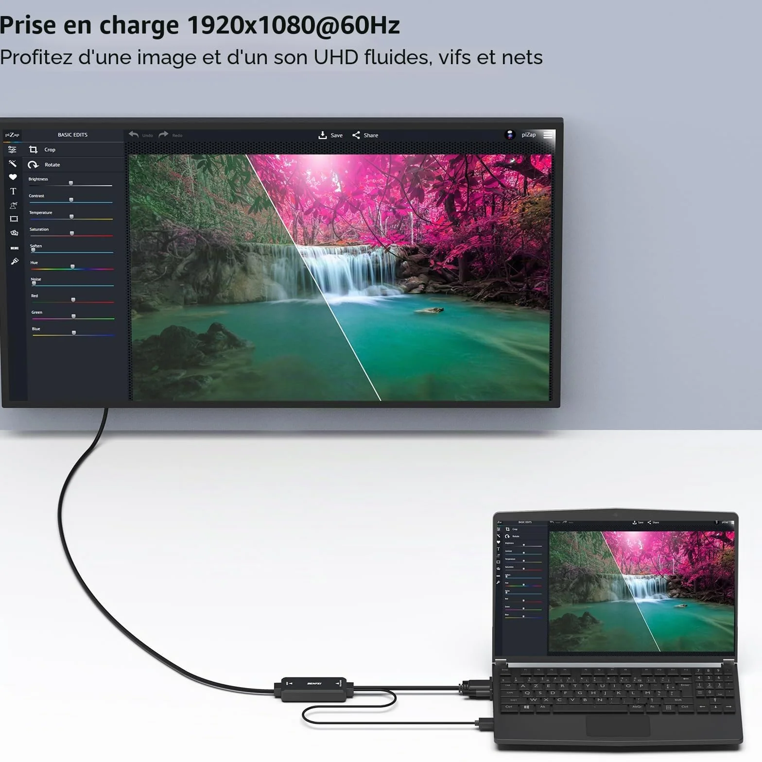 BENFEI Câble VGA vers HDMI 1.8M 1080P avec prise en charge audio