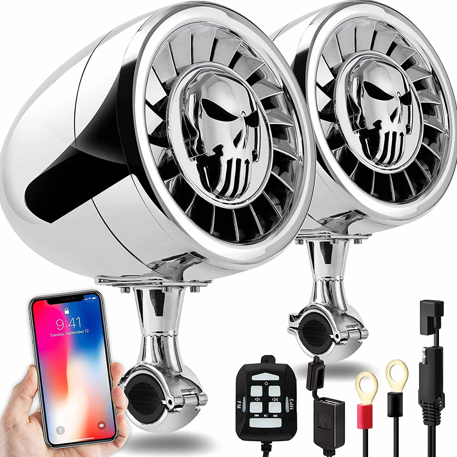 Wodoodporny głośnik stereofoniczny Bluetooth o wysokiej wydajności Aileap 5 cali, solidny basowy system audio, z USB AUX idealny do motocykli Harley ATV/UTV/RZR