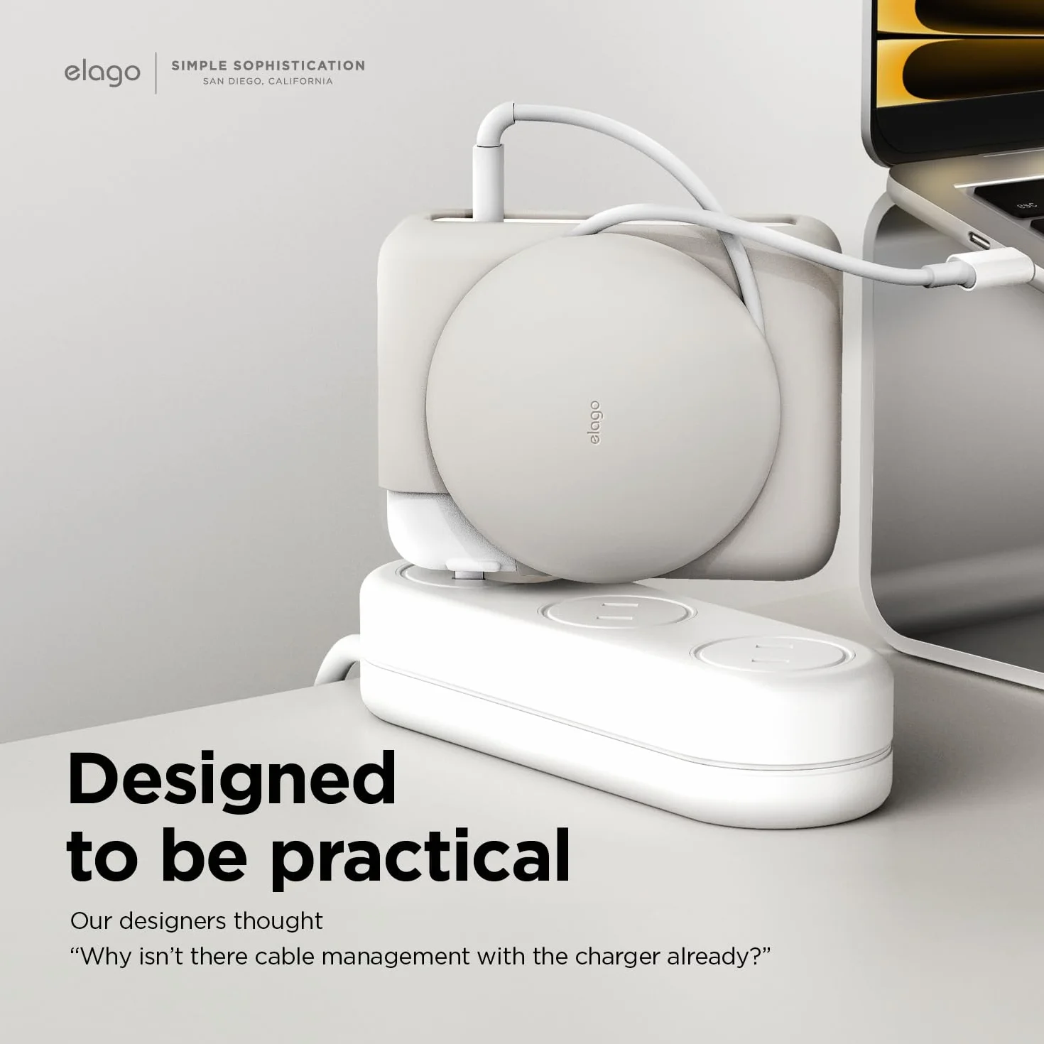 elago Organizer kabla ładującego, zwijacz kabla kompatybilny z MacBook Pro 2021-2026 16” M5 M4 M3 M2 M1 A3429/A3428/A3403/A3186/A2991/A2780/A2485, 140W