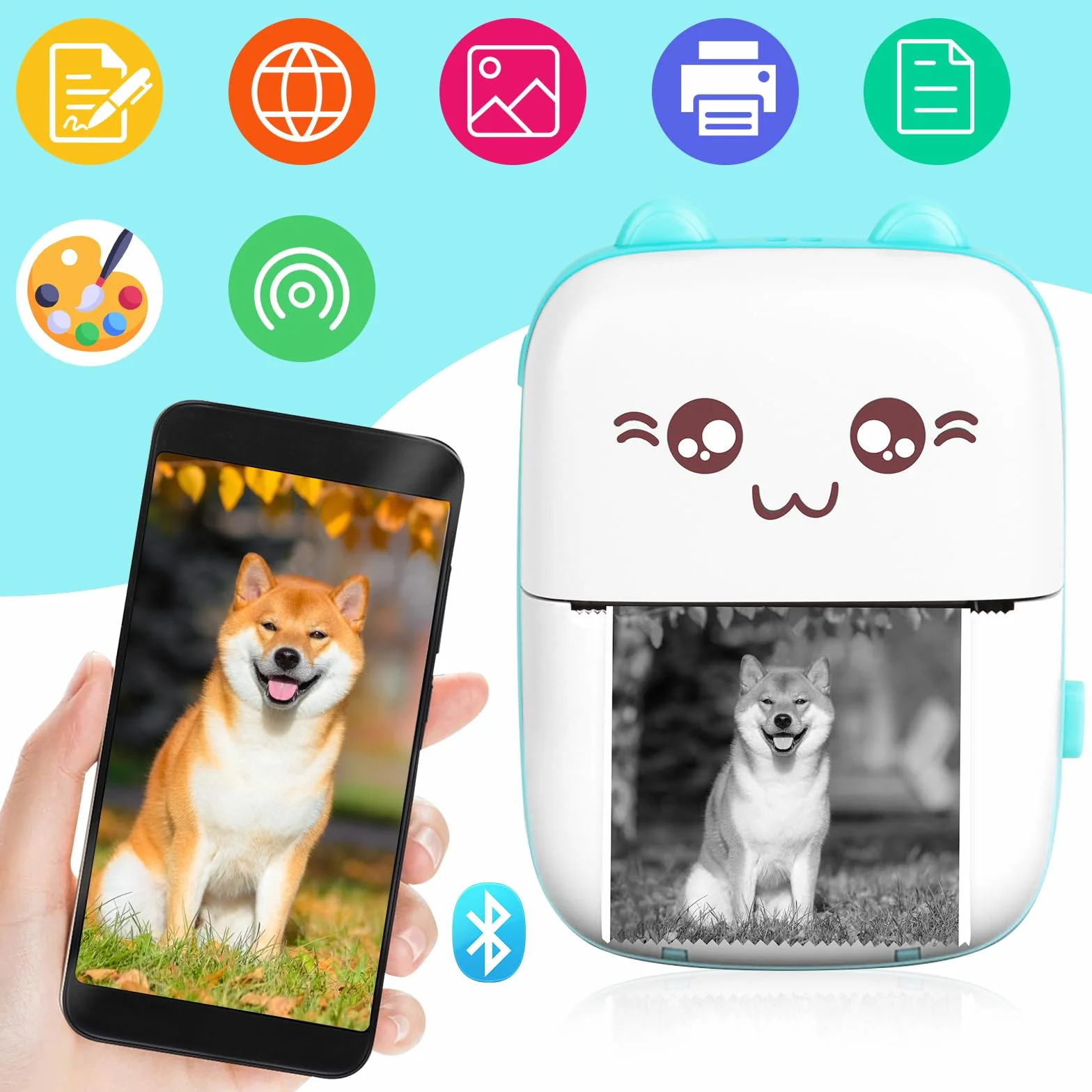 Mini imprimante thermique photo portable Bluetooth pour mobile Android iOS