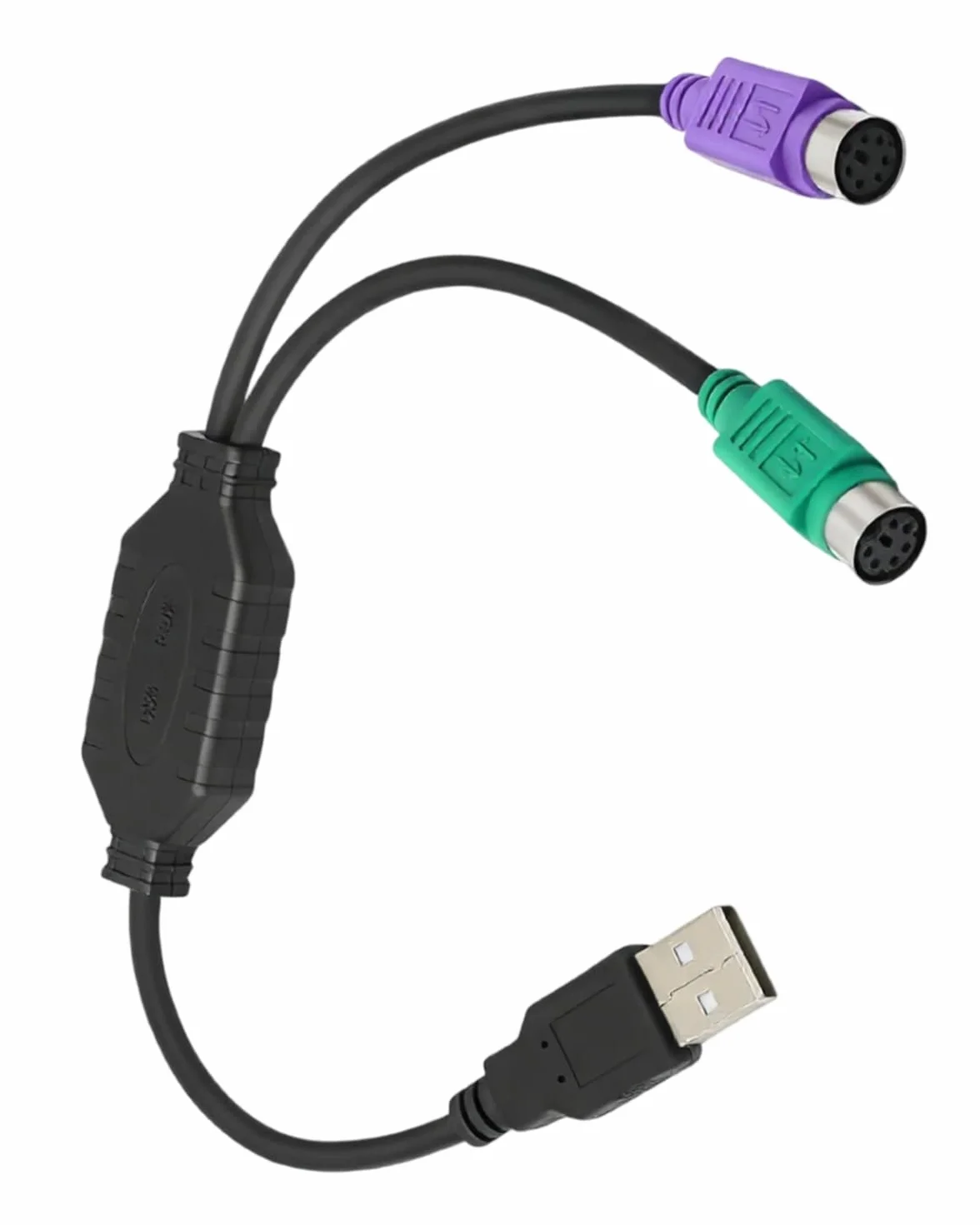 HONGLEI Adaptateur USB vers PS/2 Double pour Clavier et Souris Noir