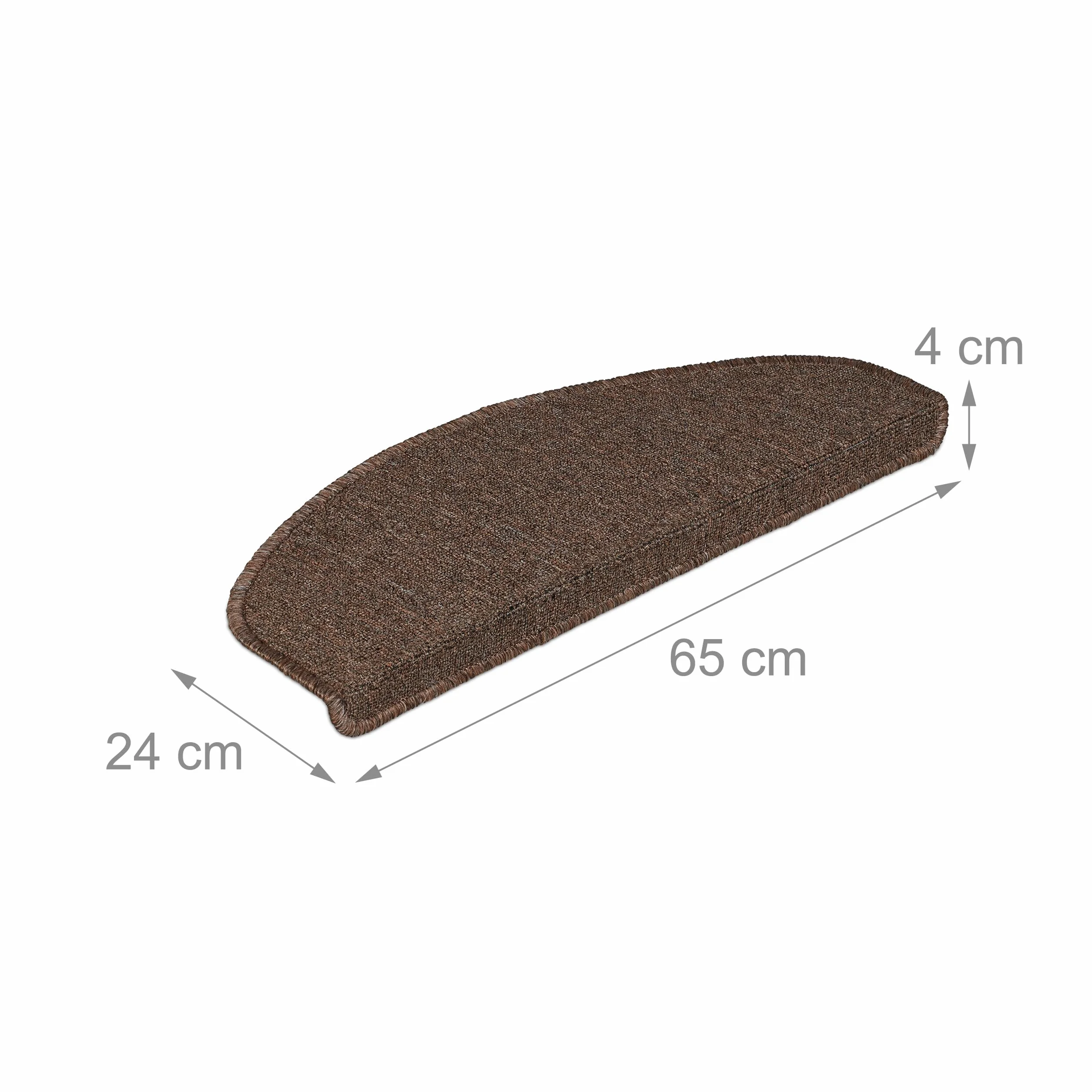 Relaxdays Marchette d'escalier semicirculaire Auto-adhésive Lot de 15 65 x 24 cm Marron foncé