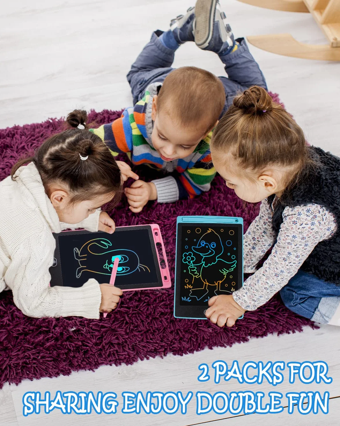 Carehabi 2 Pièces Tablette d'écriture LCD 8,5 Pouces Coloré Effaçable réutilisable Jouet Educatif Filles Garçons