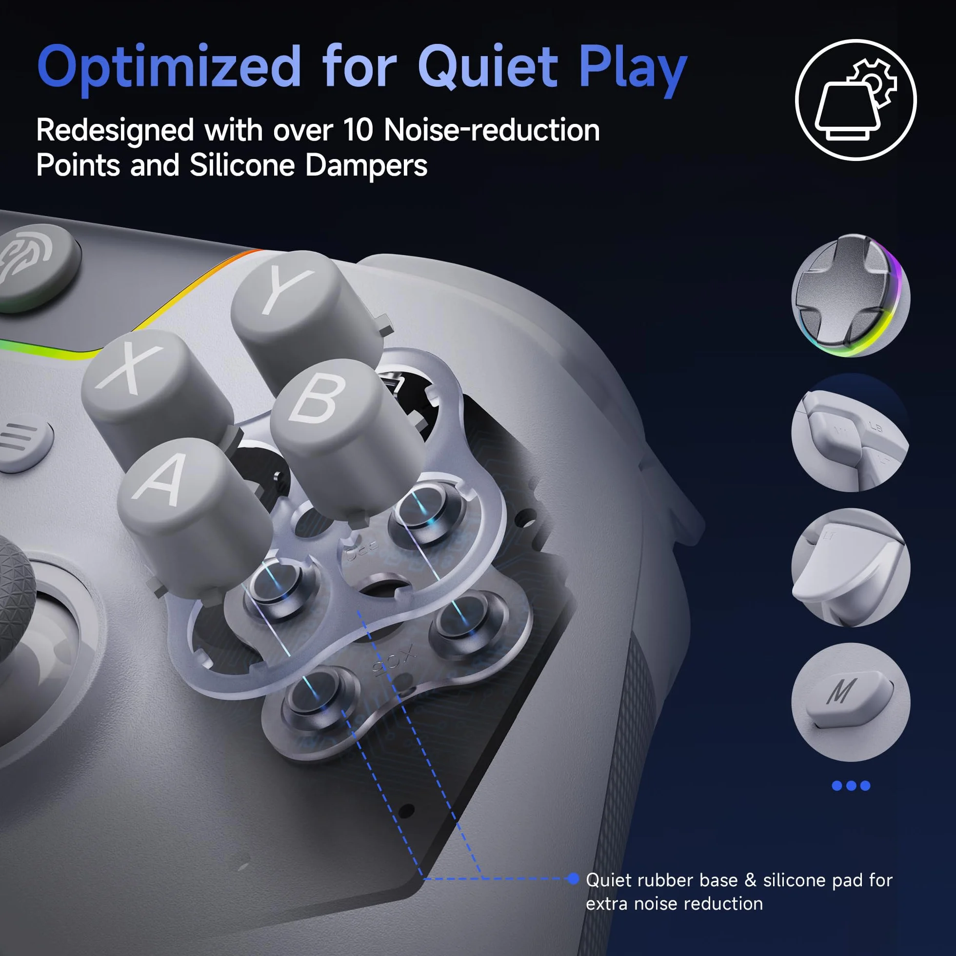 EasySMX Bezprzewodowy kontroler PC z RGB/dwupoziomowe wyzwalacze halowe/joystick hall/ciche przyciski, kontroler X05PRO do PC/Switch/Android/iOS/Steam/Android TV Box, 1000 mAh, biały