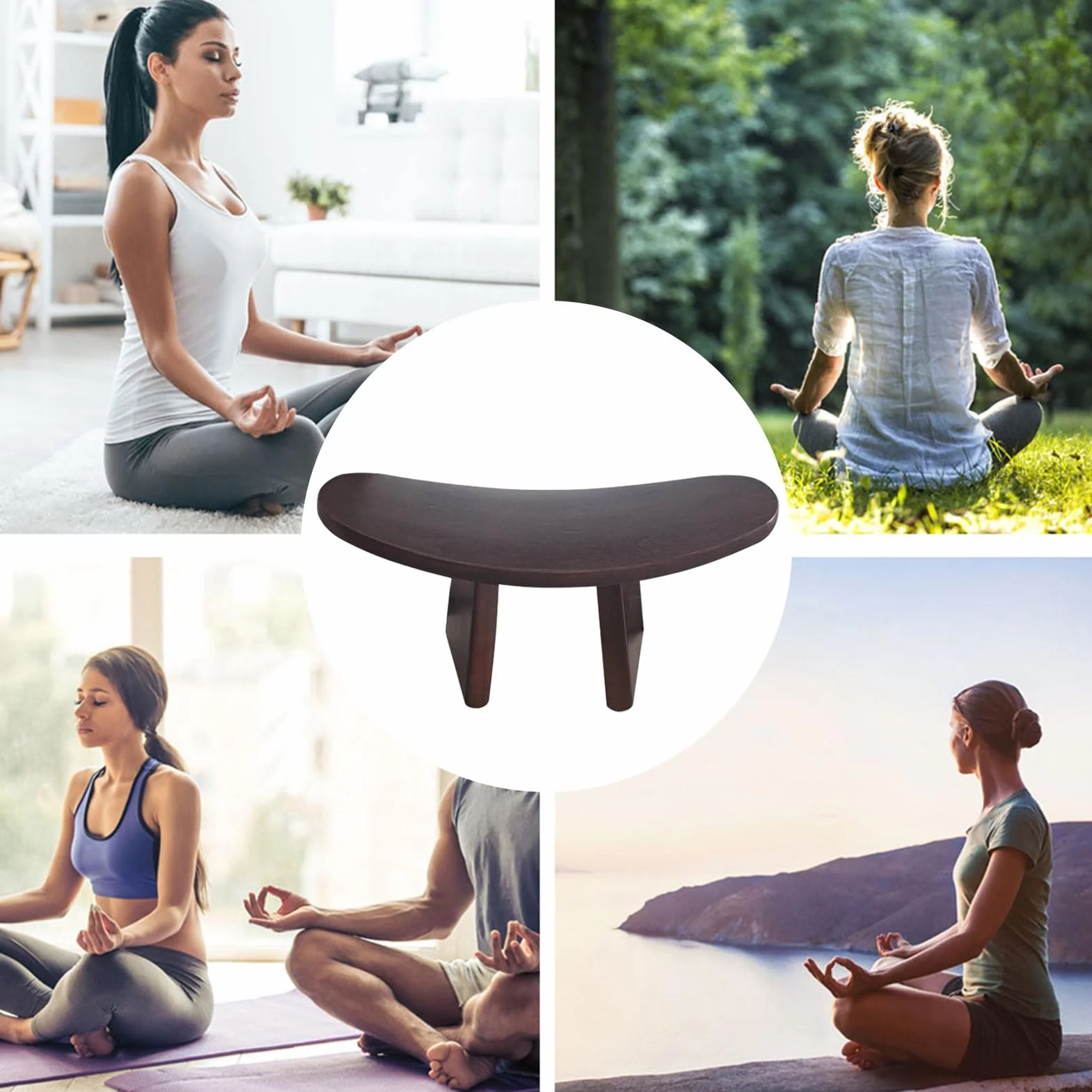 Banc De Méditation - Tabouret de Méditation Ergonomique - Siège en Bois Polyvalent Et Confortable pour Pratiques Méditatives, Rassemblements Spirituels, Maison Ou Église