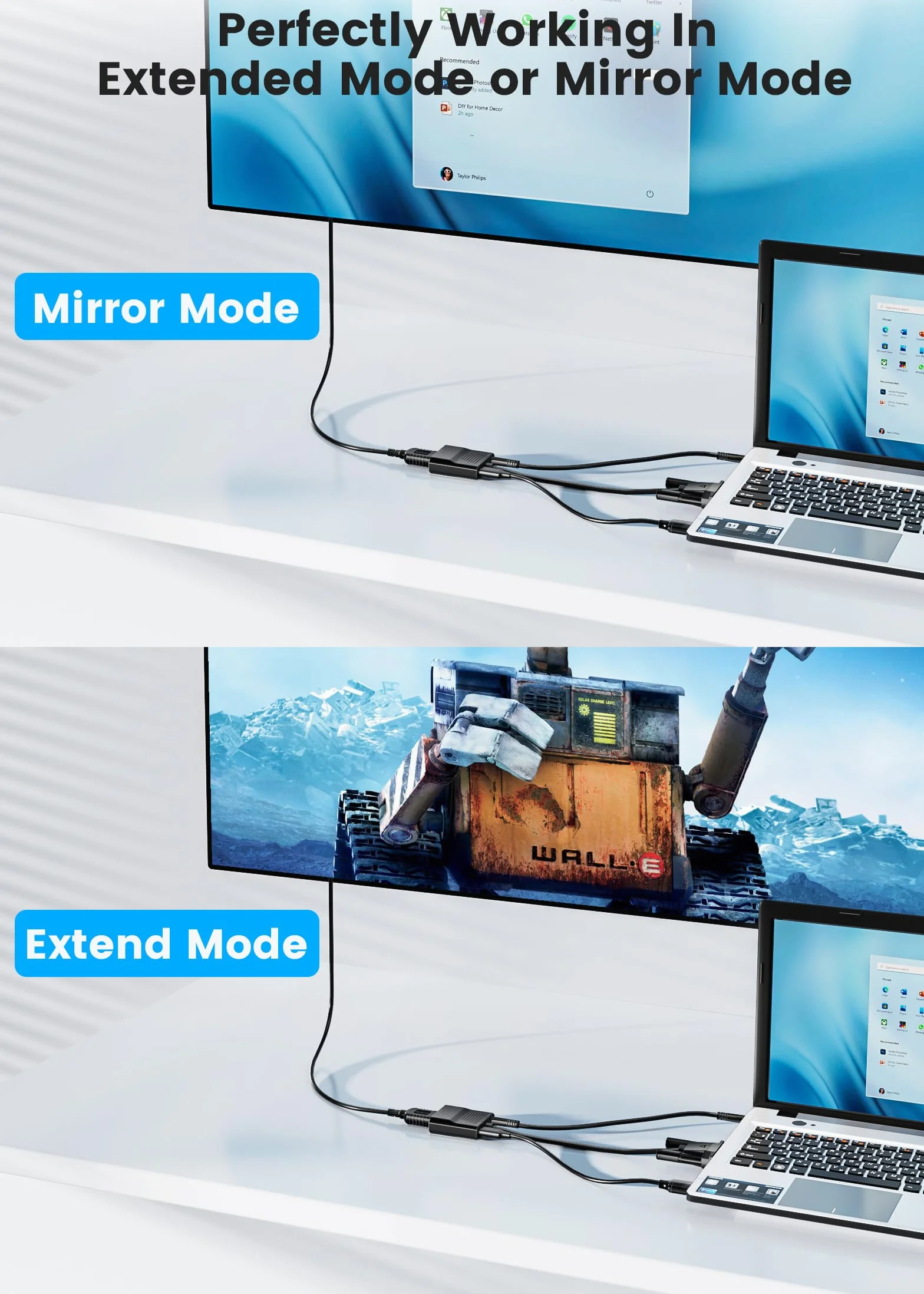 FOINNEX Adaptateur VGA vers HDMI 1080p Mâle Femelle Convertisseur Audio TV Ordinateur Projecteur Moniteur