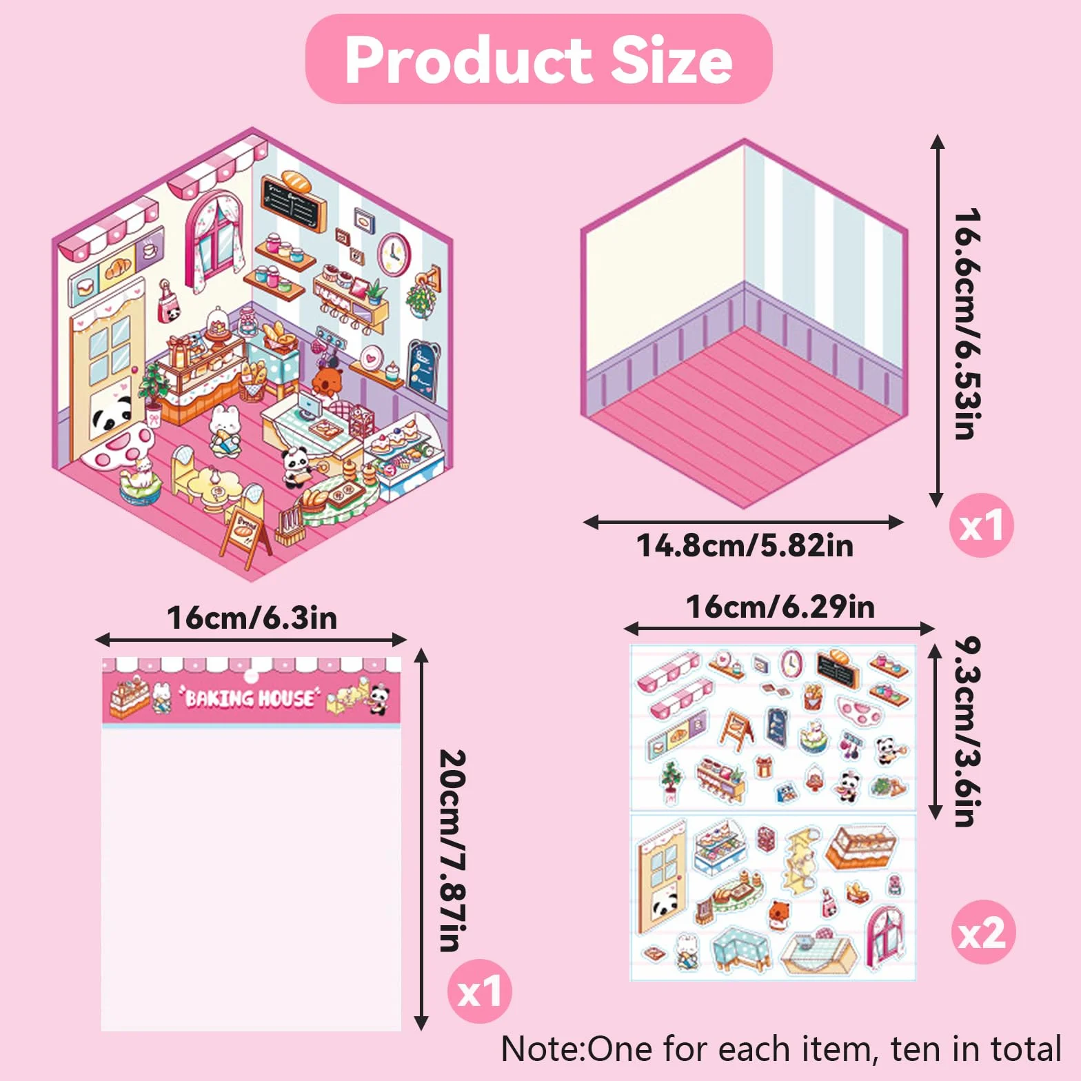 Autocollants 3D Maison 10 Pièces avec Pincette Anti-Stress Adultes Enfants