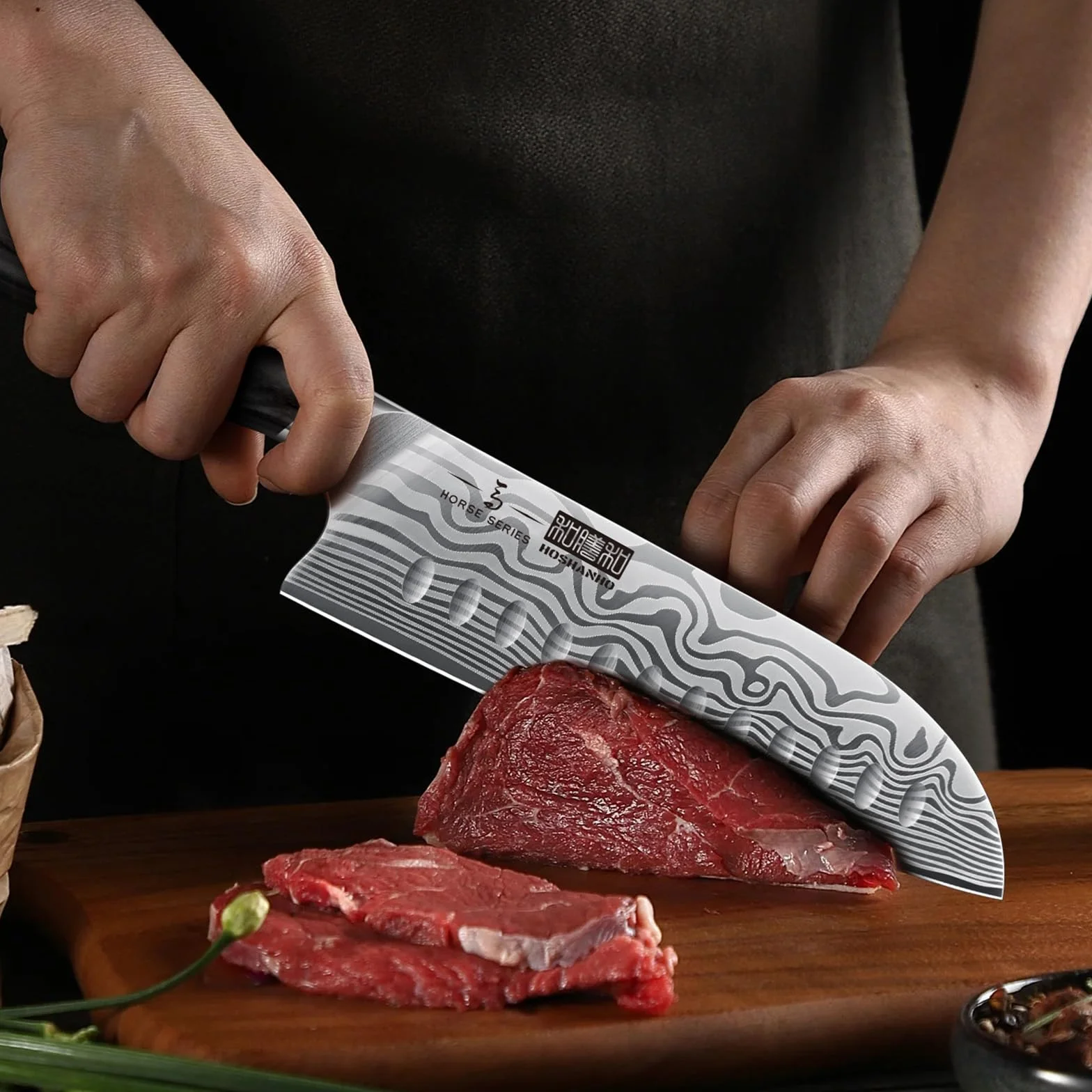 HOSHANHO Couteau Santoku 18 cm, Couteau de Cuisine Japonais Ultra-Tranchant en Acier à Haute Teneur en Carbone, Couteau de Chef Professionnel avec Manche Ergonomique