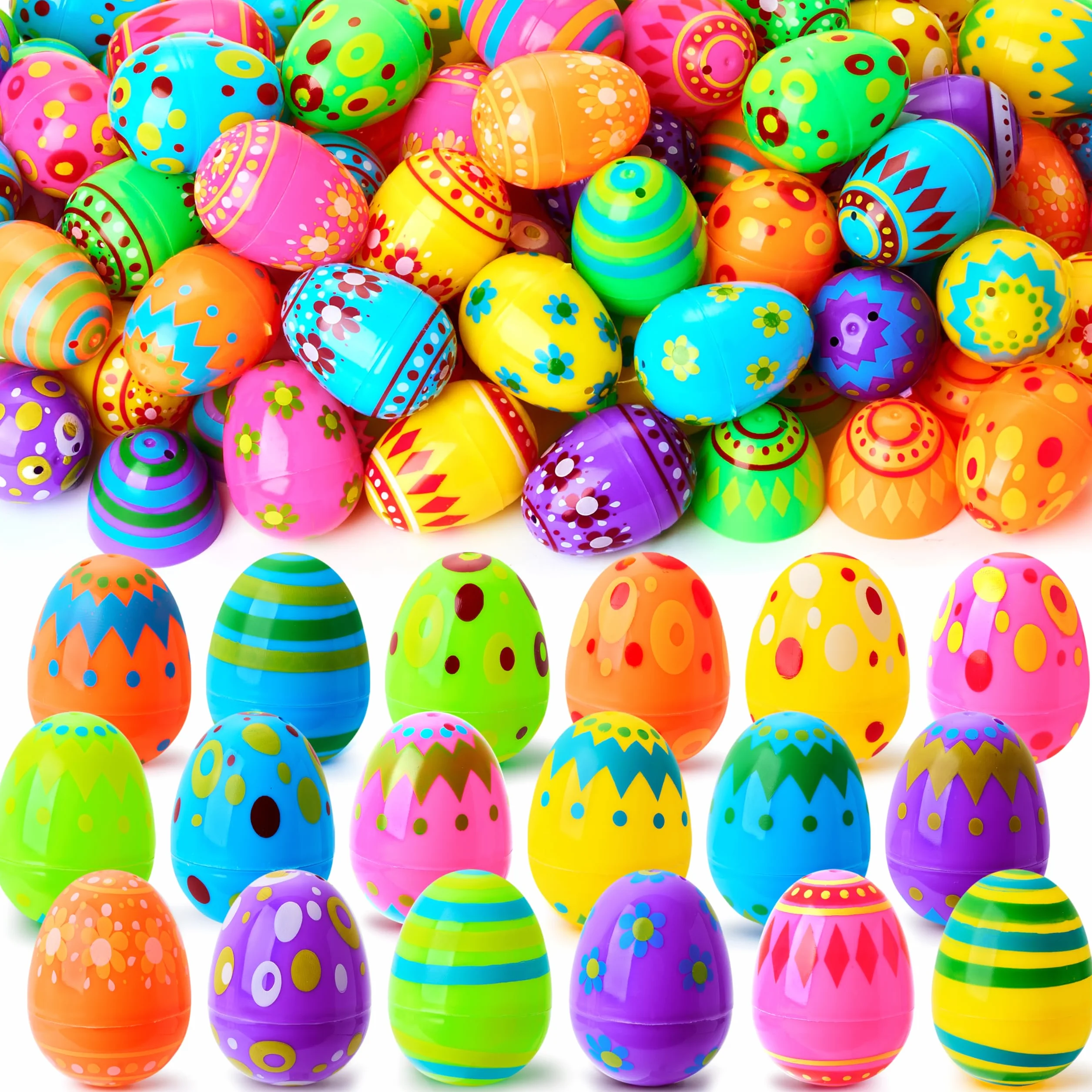 Œufs de Pâques en plastique lumineux 6,5 cm Lot de 100