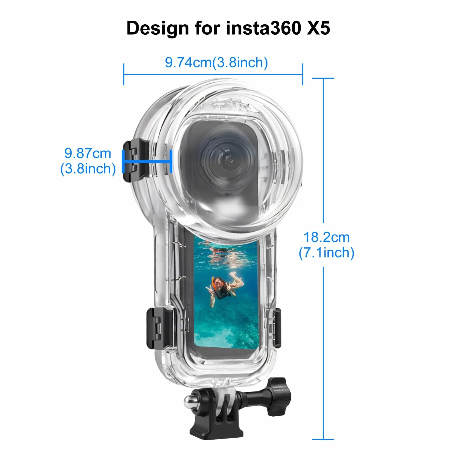 PULUZ 60 m Wodoodporny futerał do nurkowania dla Insta360 X5, niewidoczne podwodne uszczelnione etui ochronne Shell dla Insta360 X5 360 stopni Fotografia Akcesoria fotograficzne