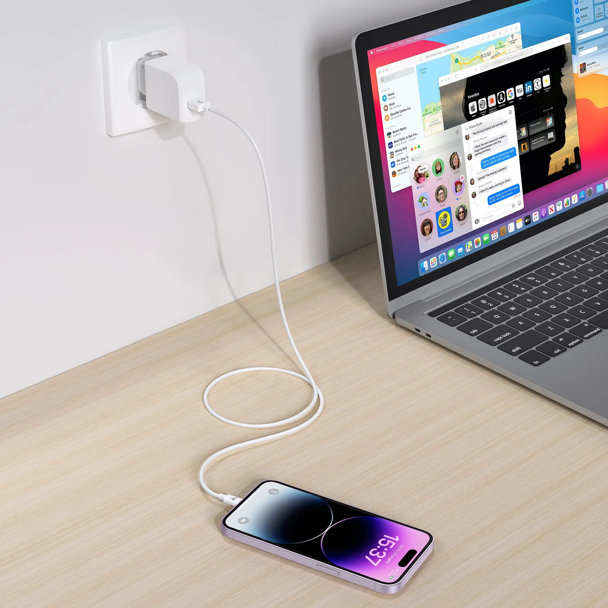 RAMPOW Câble Lightning MFi Certifié Apple, Charge Rapide USB, Ultra Résistant pour iPhone 14/14 Pro Max/13/12/11/X/XS/XR/8/7/6 iPad Pro 1M
