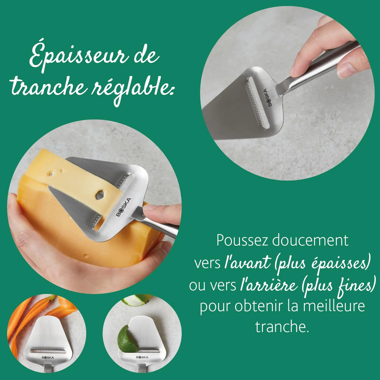 BOSKA Coupe-fromage Copenhagen - Trancheuse à fromages, Acier inoxydable, Compatible lave-vaisselle
