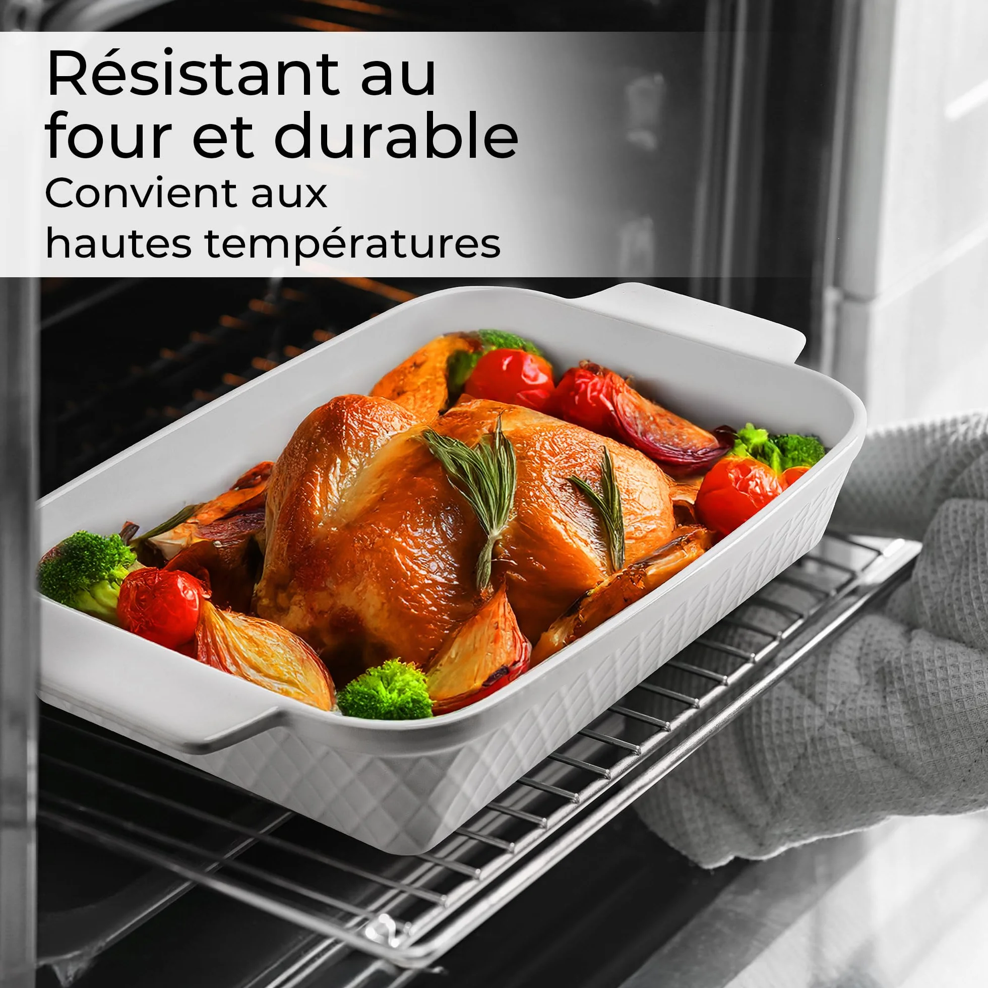 MIAMIO – Ensemble de 3 plats à gratin/Plat à cuisson rectangulaire en céramique, ensemble empilable de 3 pièces, 850 ml, 1650 ml, 2900 ml – Lave-vaisselle et four compatibles – Collection Palmanova