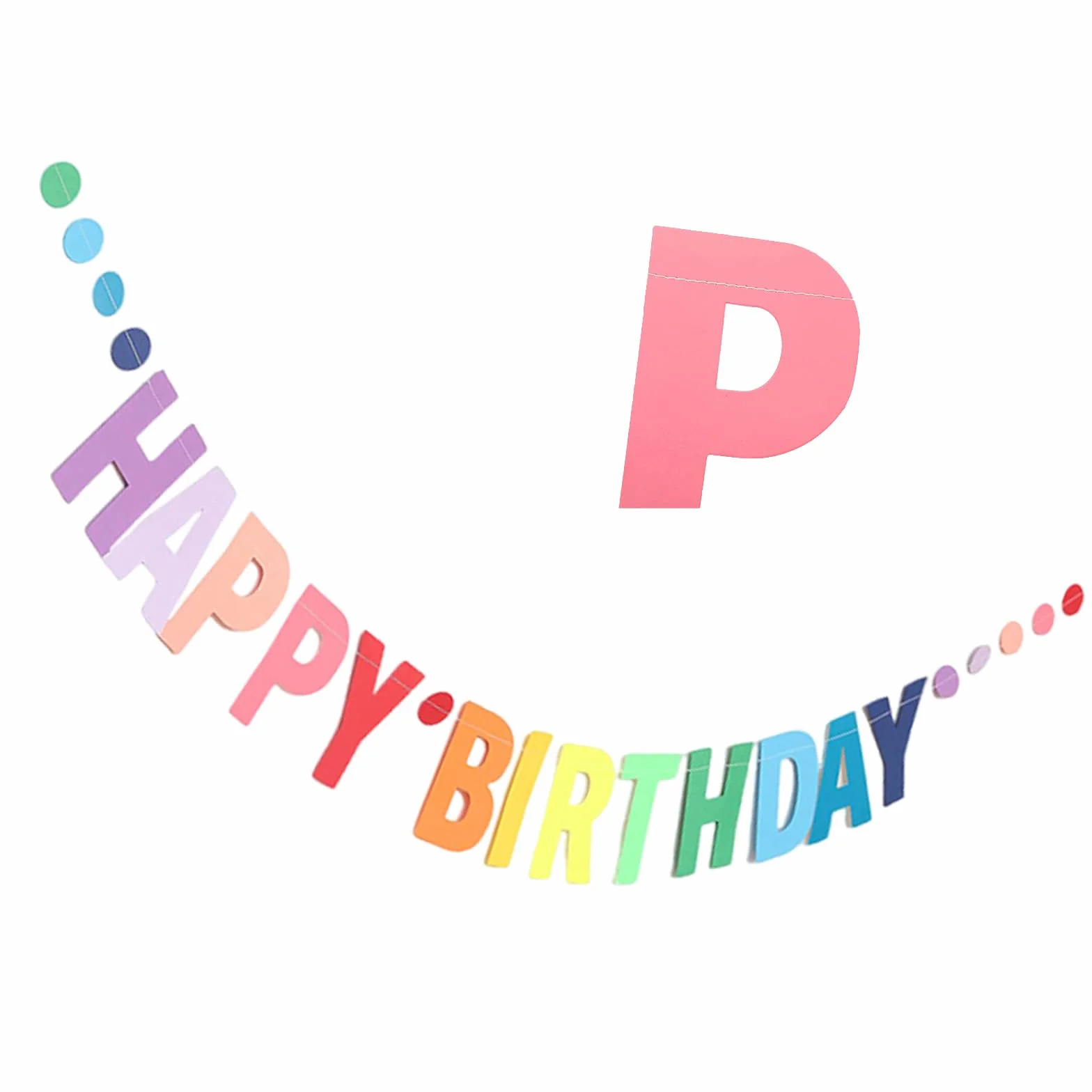 Banderole Joyeux Anniversaire Happy Birthday Bannière Pré-enfilée Guirlande en Papier Réutilisable