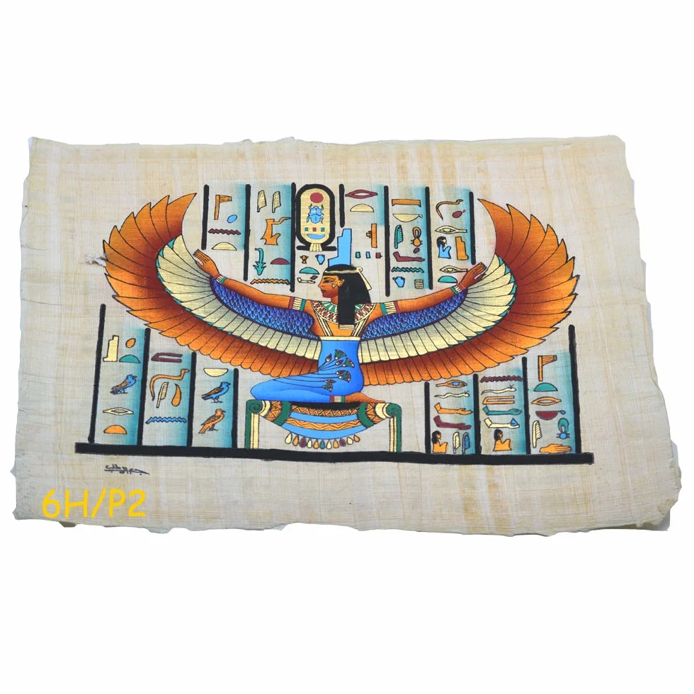 PAPYRUS ÉGYPTIEN ORIGINAL d'Isis, déesse de l'amour, fabriqué et peint à la main en Egypte