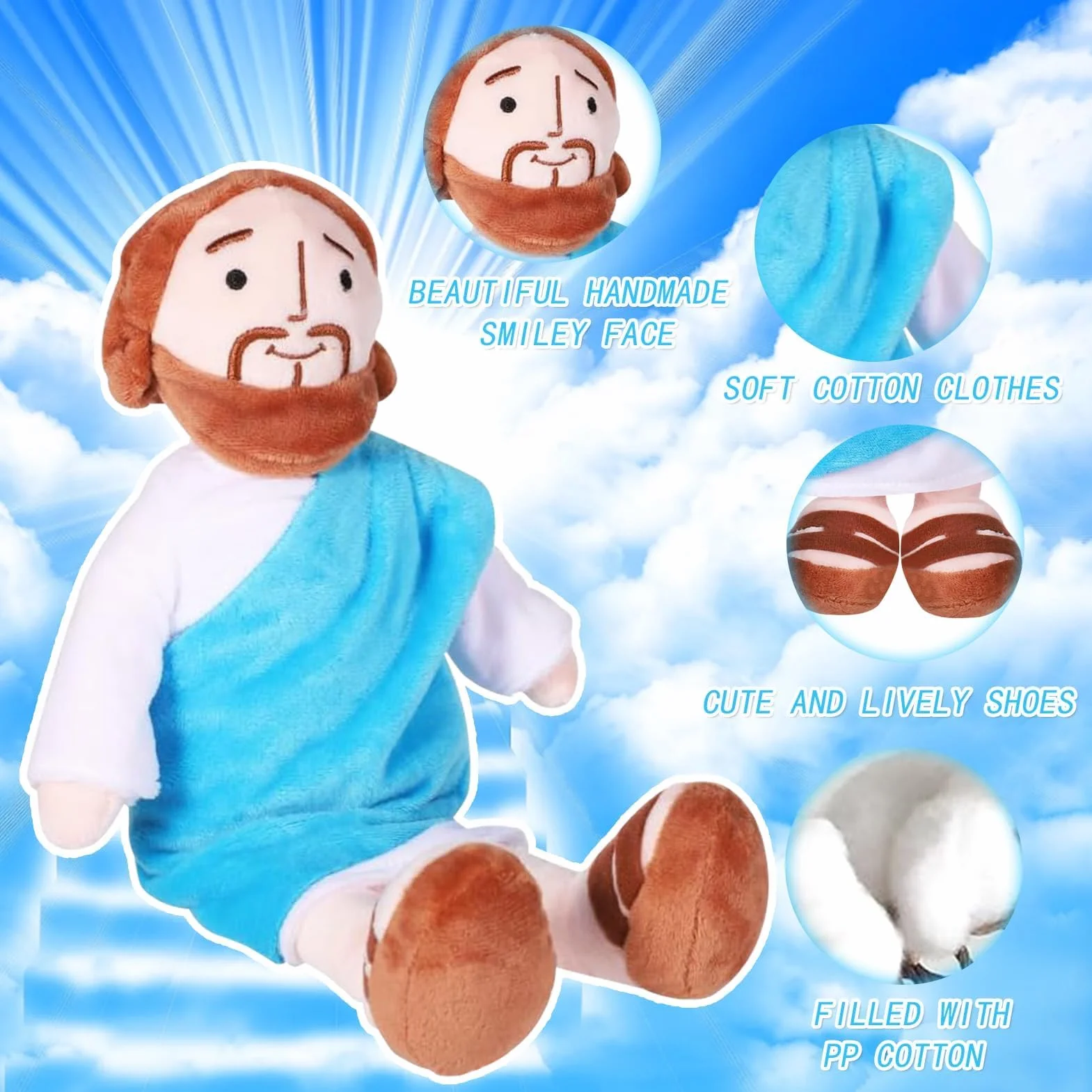 Peluche Jésus 33 cm Figurine Religieuse Sauveur du Christ