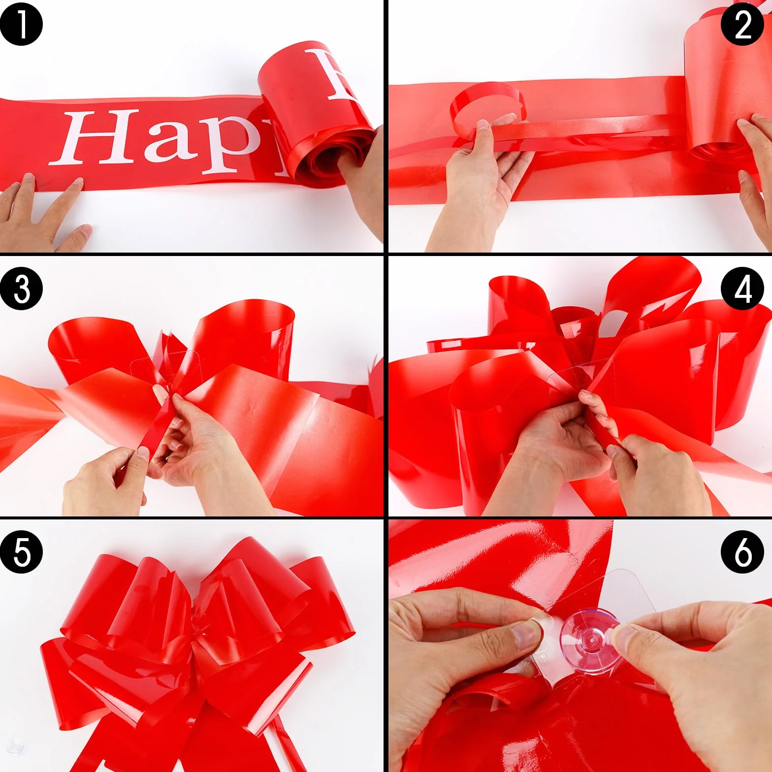 Gros Noeud Cadeau de Voiture 58cm Rouge Réutilisable pour Anniversaire Mariage Noël