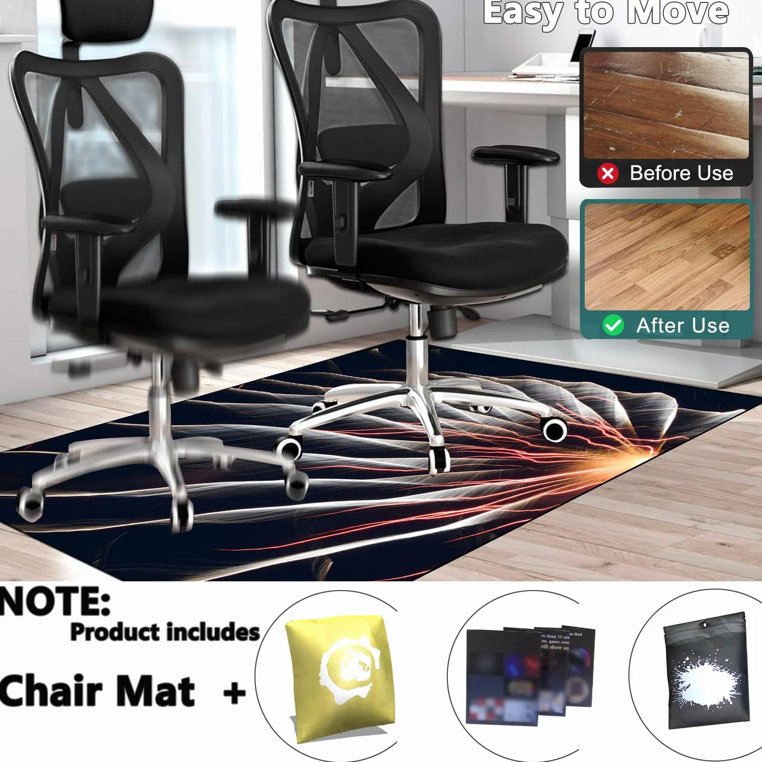 Tapis de Sol Bureau, Tapis de Protection pour les Sols 100 x 120 cm, Tapis de Chaise Gaming, Tapis Chaise de Bureau, Tapis de Chaise Roulante, Tapis de Sol pour Fauteuil Convient au Bureau à Domicile