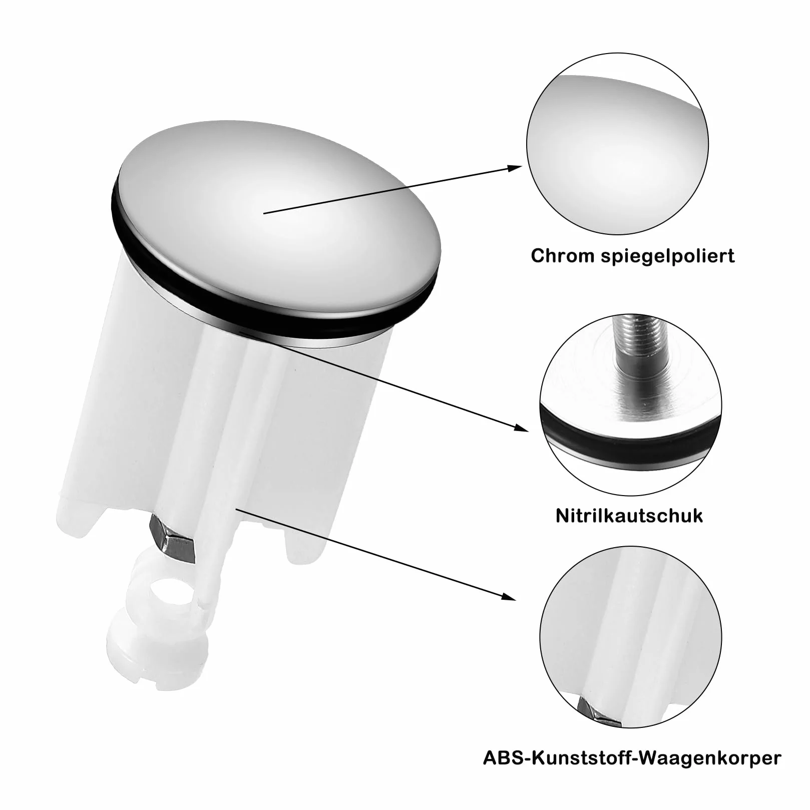 Bouchon Lavabo Universel 2 Pièces avec Filtre Cheveux pour Évier, Bidet, Salle de Bain