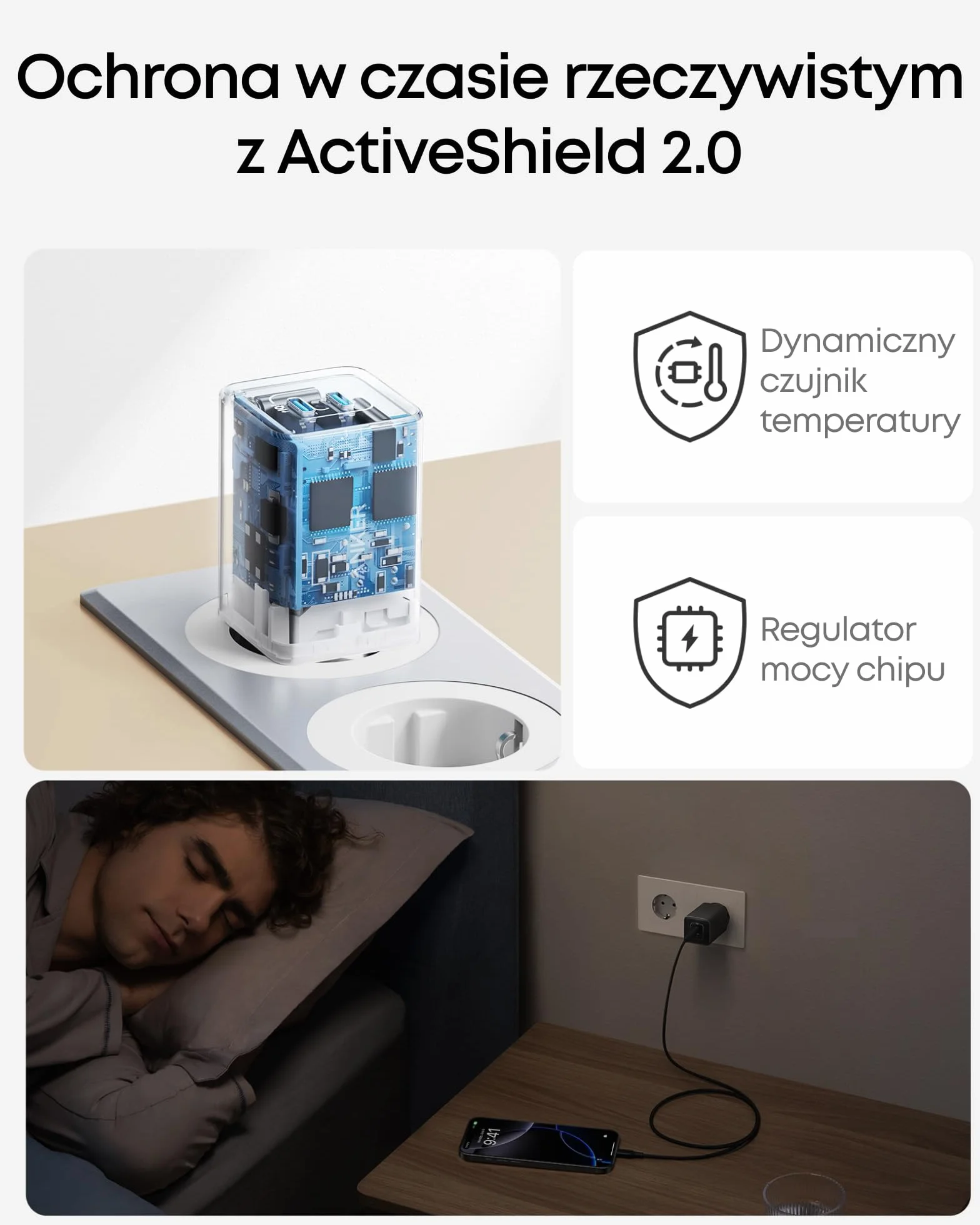 Anker Ładowarka USB-C 47 W, ładowarka 523 (Nano 3), kompaktowa 2-portowa szybka ładowarka GaN (biała)