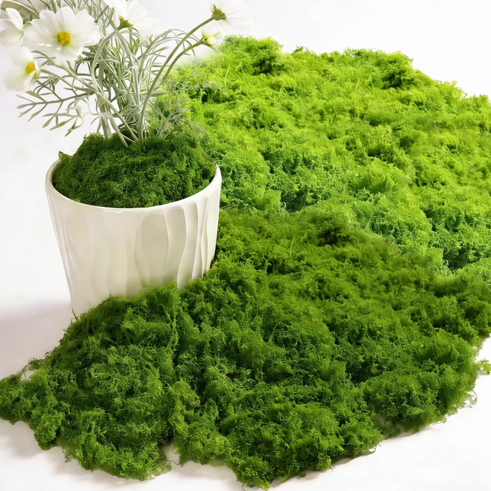 Fausse Mousse Végétale 200g Vert Foncé Vert Clair, Mousse Artificielle pour Décoration Murale Crèche