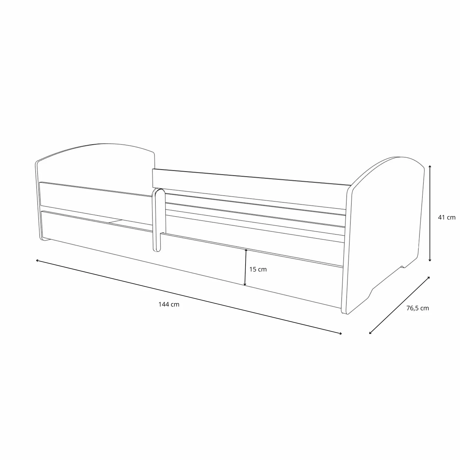 KOBI Lit Enfant Montessori Leo 140x70 avec Matelas et barrière Amovible – lit Bas sécurisé Blanc pour Chambre bébé et Enfant Style scandinave