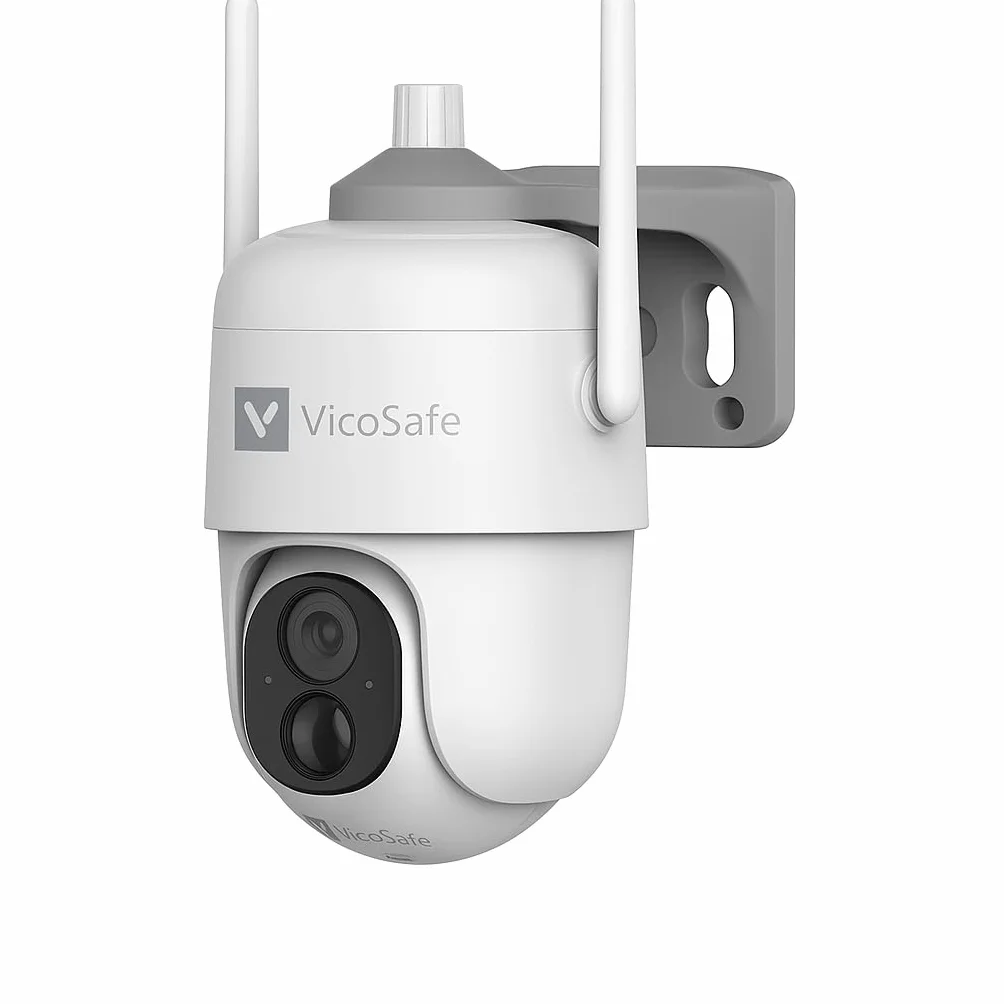 VicoHome bezprzewodowa zewnętrzna kamera monitoringu z panelem solarnym – kamera Wi-Fi 2K bateria, monitoring PTZ 360°, noktowizja, wykrywanie ruchu AI, 2-way audio, wodoodporna, chmura/karta SD