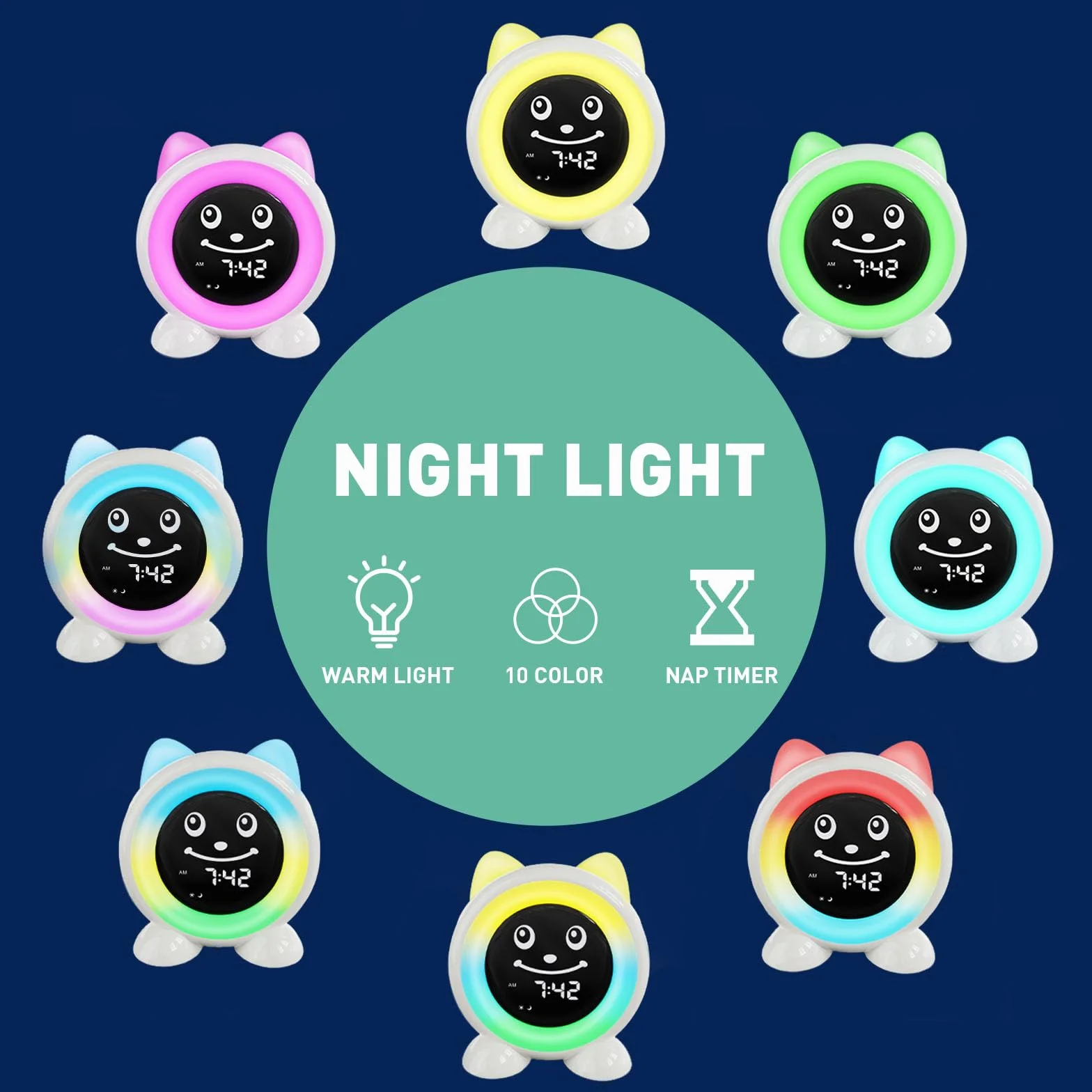 Time to Wake Réveil pour Enfants, I.CODE Horloge D'entraînement du Sommeil pour Les Tout - Petits avec Veilleuse et Minuterie Nap, Cadeau pour Les Enfants de 2 à 10 Ans (Vert forêt)