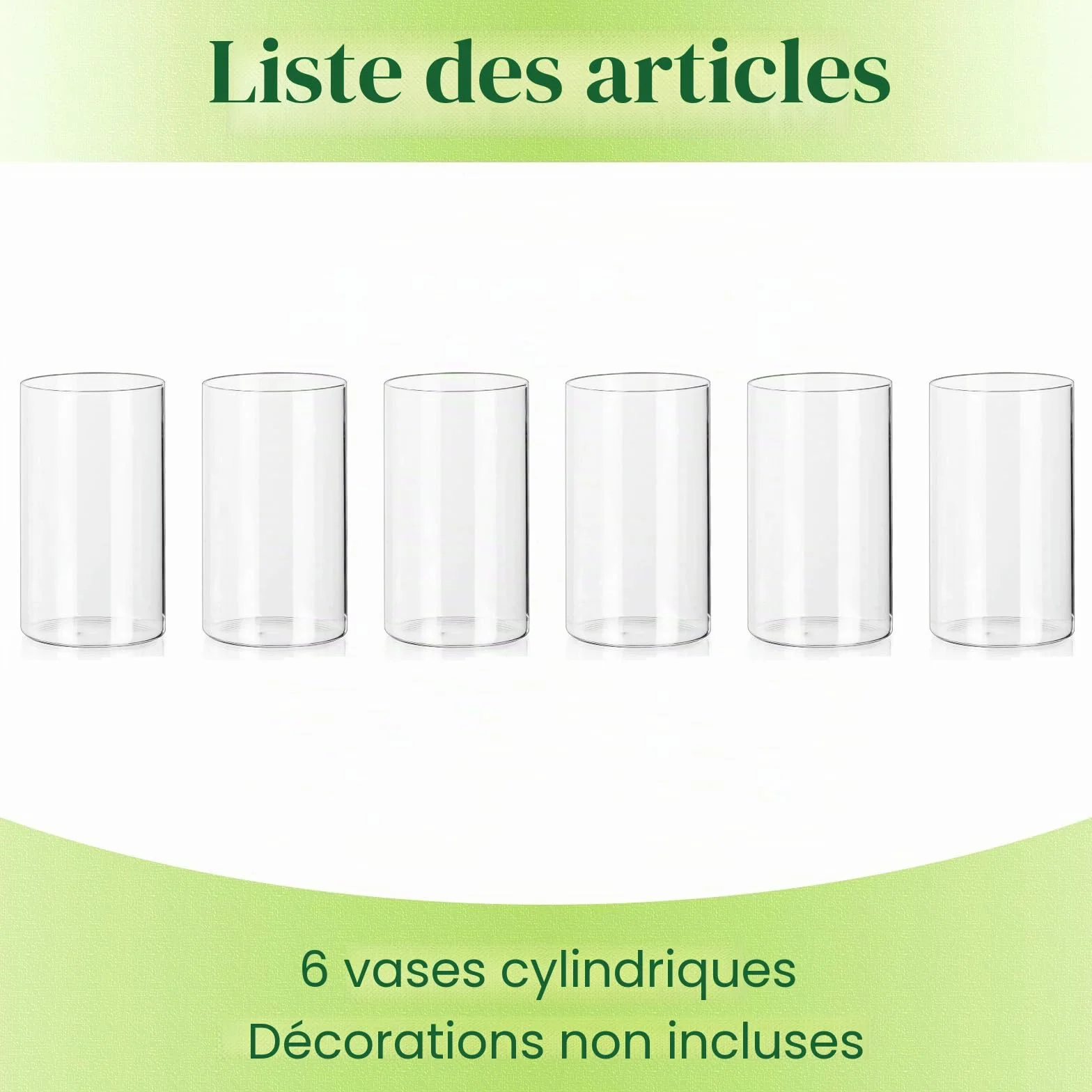 Hewory Vases Cylindriques en Verre Lot de 6, Vase en Verre Transparent de 15cm pour Fleurs, Grand Support de Bougie pour Bougies Piliers Flottantes, Vase à Fleurs Rond pour Mariage, Centre de Table