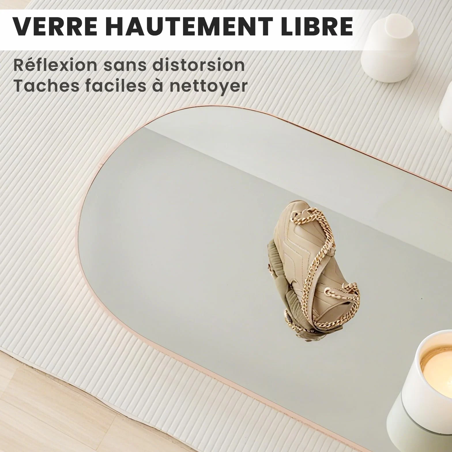 Miroir sur Pied 160x50cm Doré Arché Verre Trempé Grand Miroir Mural XXL Salon Chambre