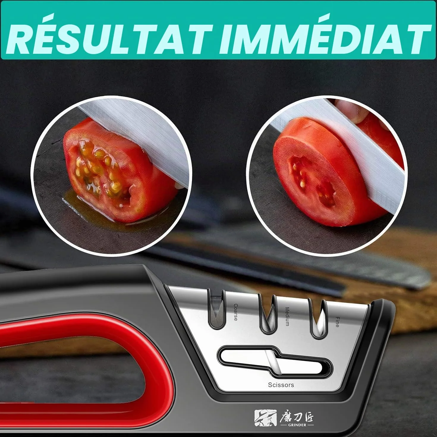 Aiguiseur de Couteaux Professionnel 4 en 1 pour Couteaux et Ciseaux de Cuisine